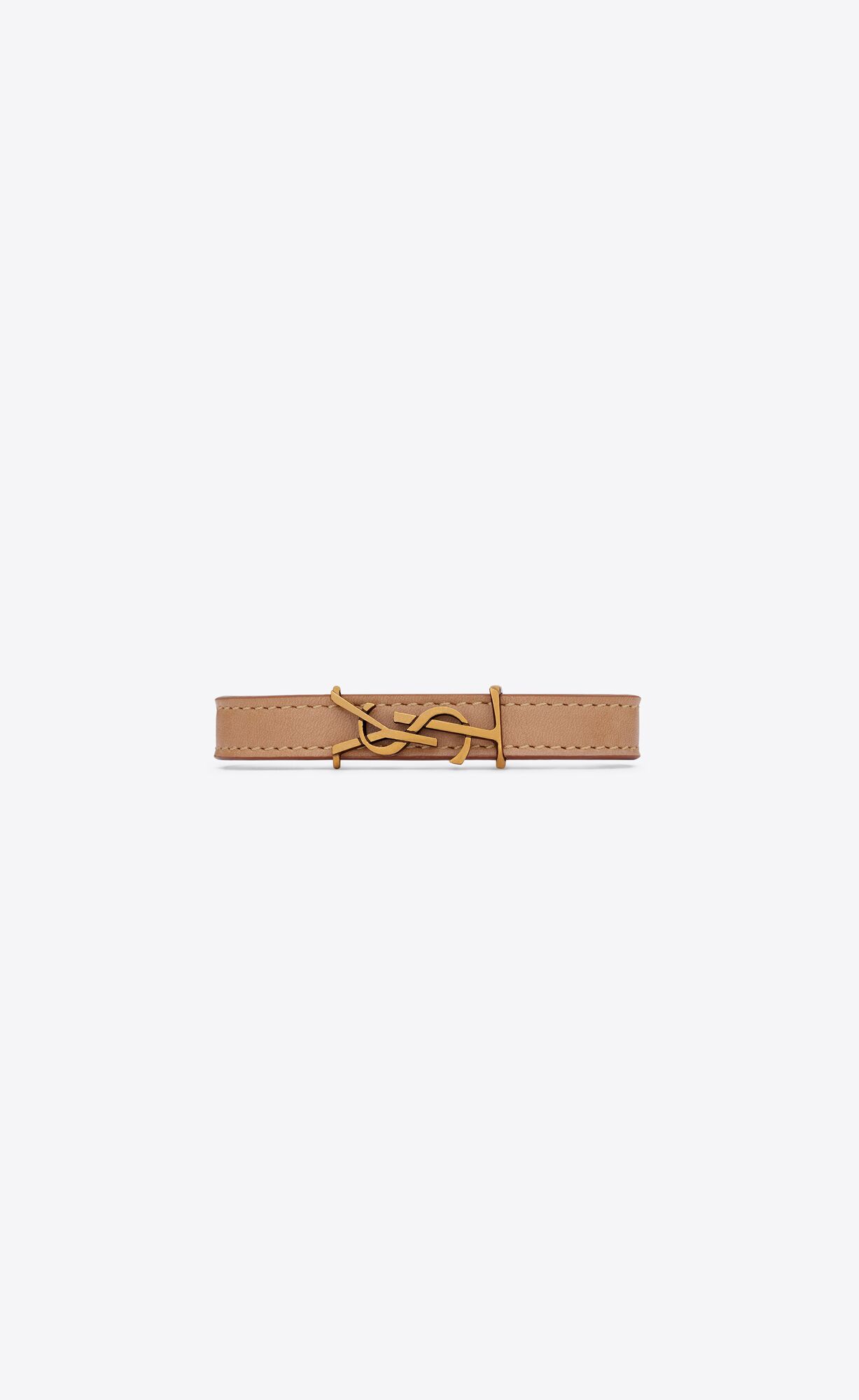 YSL Opyum Bracelet In Vegetable-tanned Kozene And Metal Hnede Zlate | 71058-FRUQ