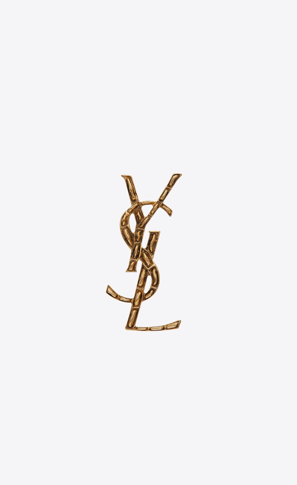 YSL Opyum Crocodile Brooch In Gold Brass Zlate | 79210-OEZP