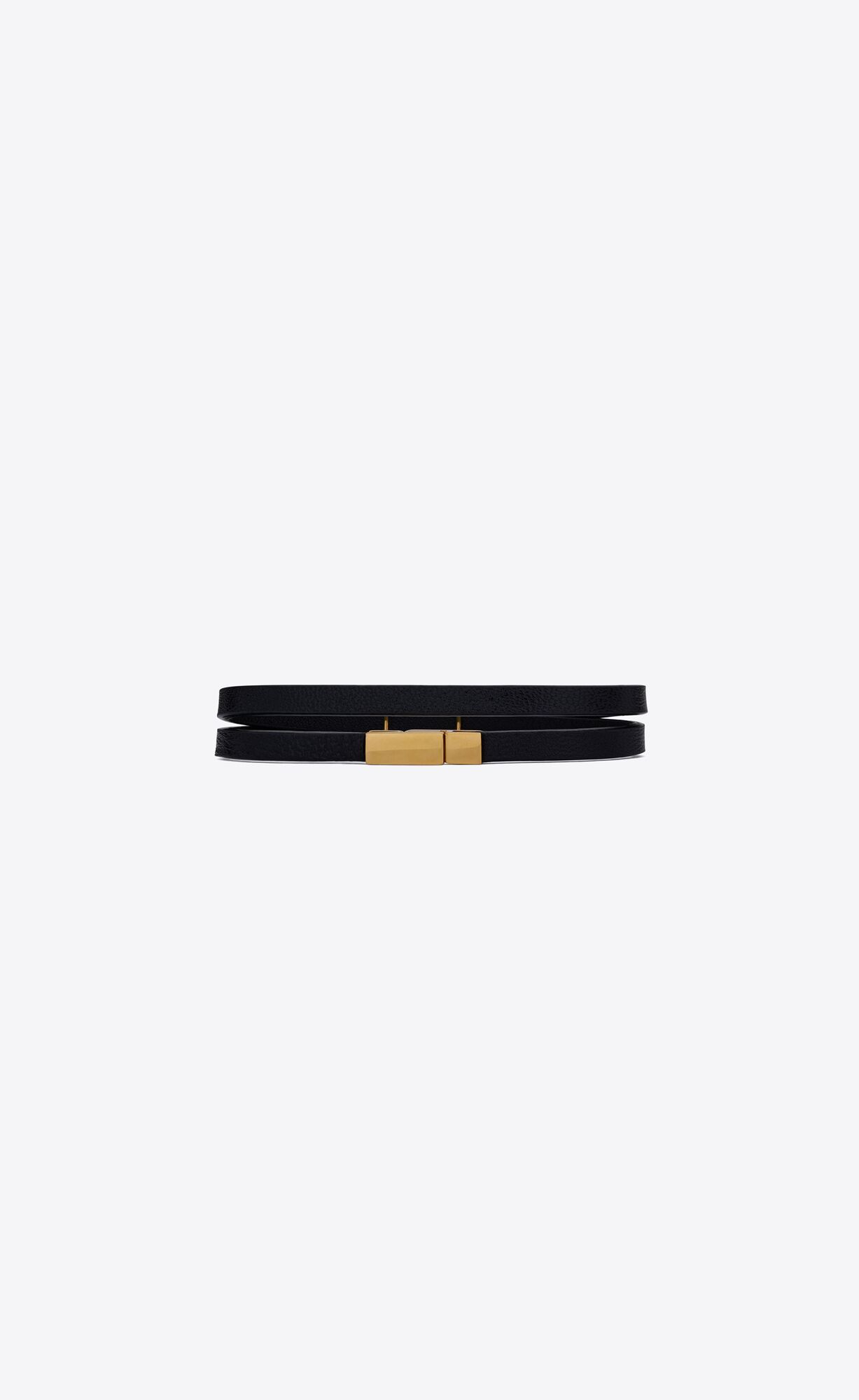 YSL Opyum Double Wrap Bracelet In Kozene And Metal Čierne | 63548-OTSB