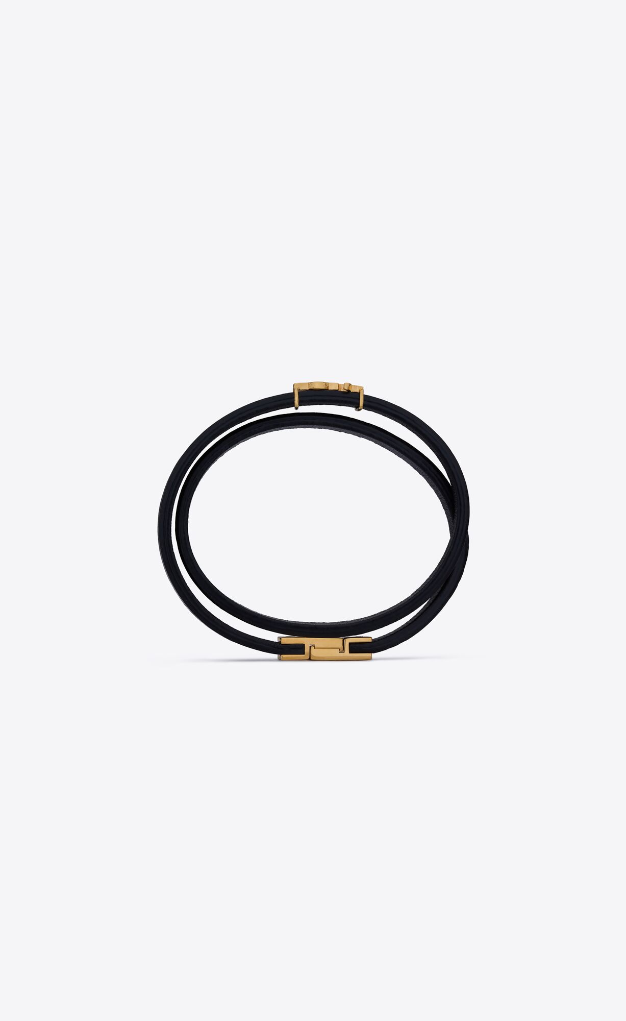 YSL Opyum Double Wrap Bracelet In Kozene And Metal Čierne | 63548-OTSB