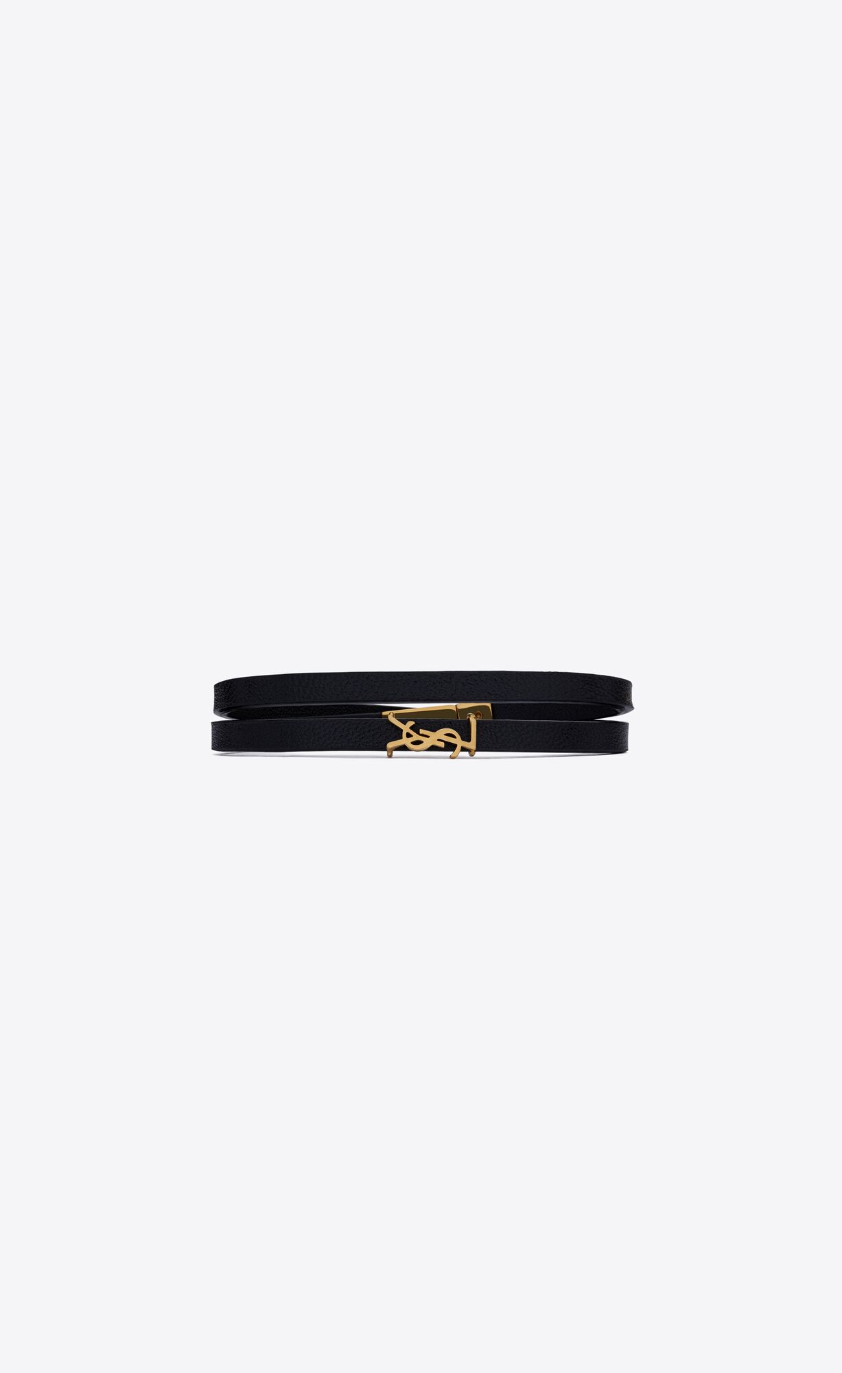 YSL Opyum Double Wrap Bracelet In Kozene And Metal Čierne | 63548-OTSB