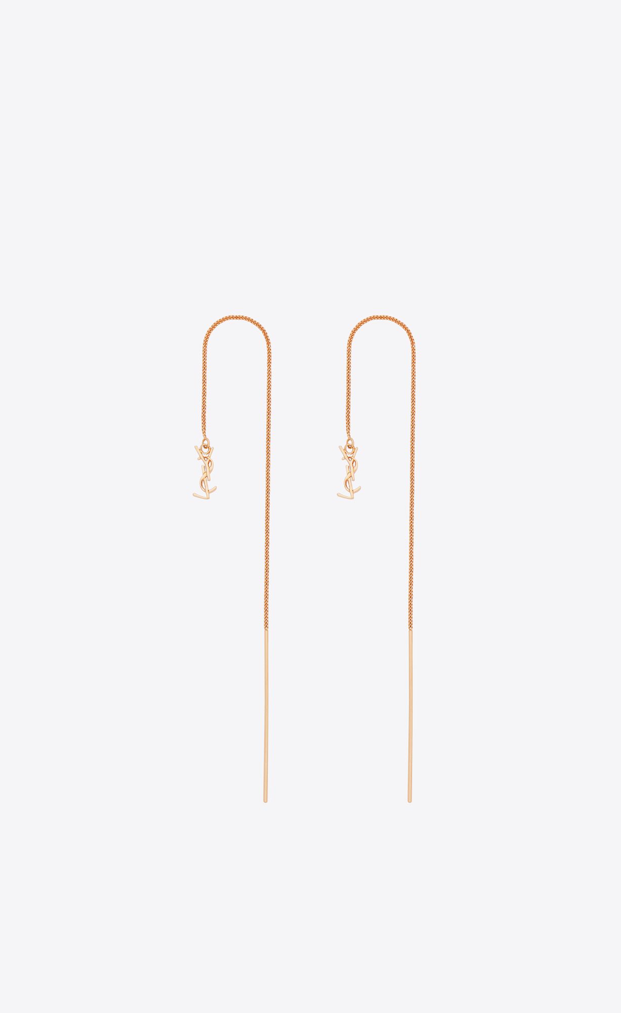 YSL Opyum Long Threader Earrings In Metal Ruzove Zlate | 08167-IYEU