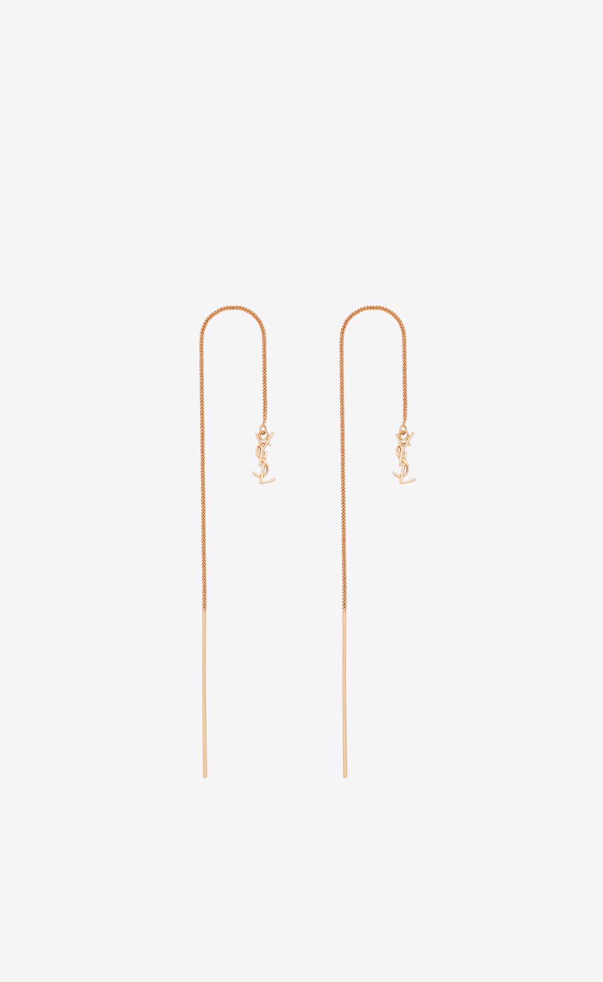 YSL Opyum Long Threader Earrings In Metal Ruzove Zlate | 08167-IYEU