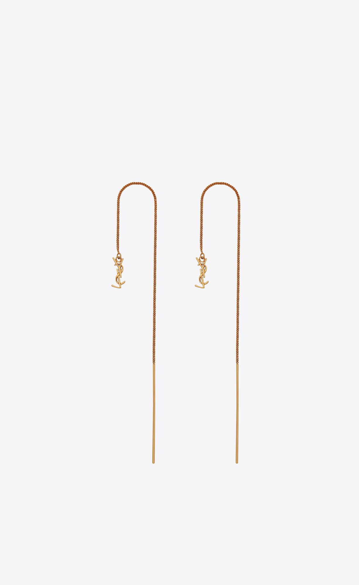 YSL Opyum Long Threader Earrings In Metal Zlate | 81063-DWGX