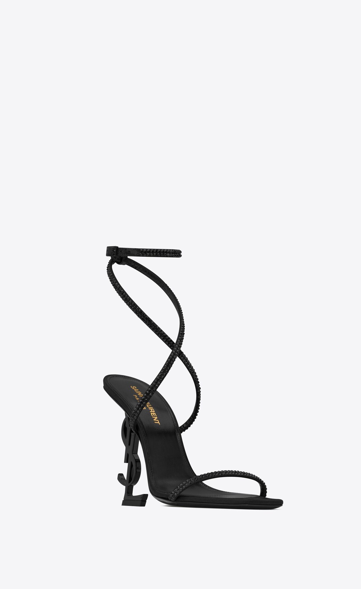 YSL Opyum Sandals In Crepe Satin And Rhinestones Čierne | 17423-FMDR