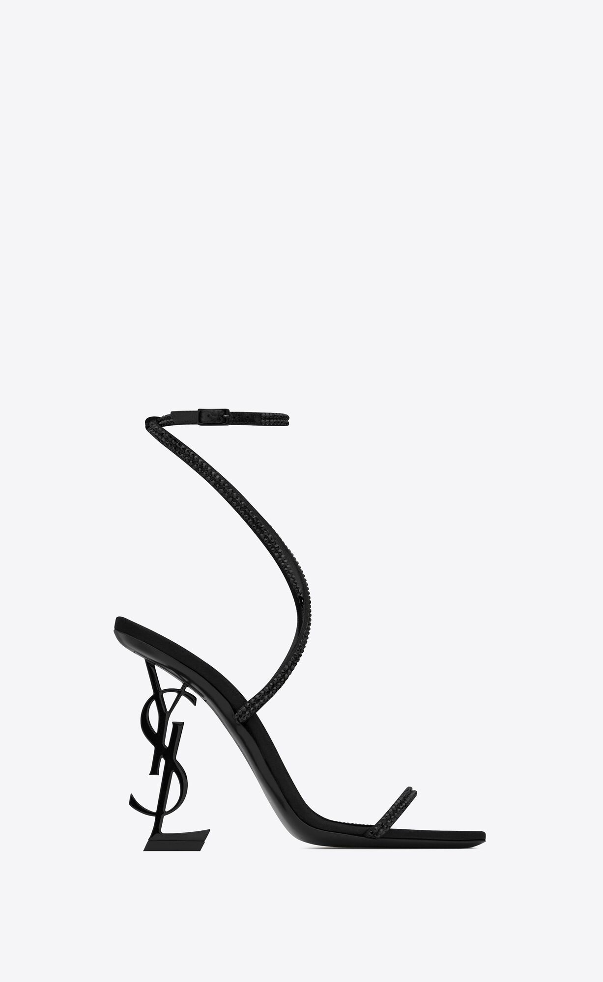 YSL Opyum Sandals In Crepe Satin And Rhinestones Čierne | 17423-FMDR