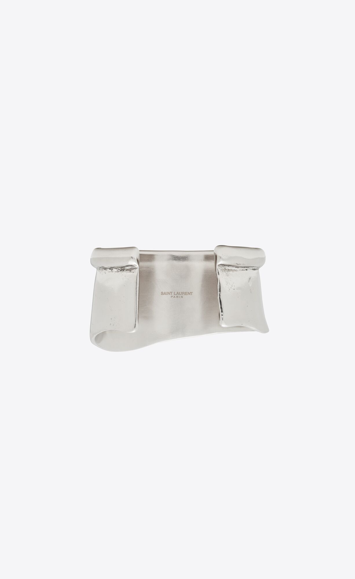 YSL Organic Wave Cuff Bracelet In Metal Strieborne | 57960-KDCR