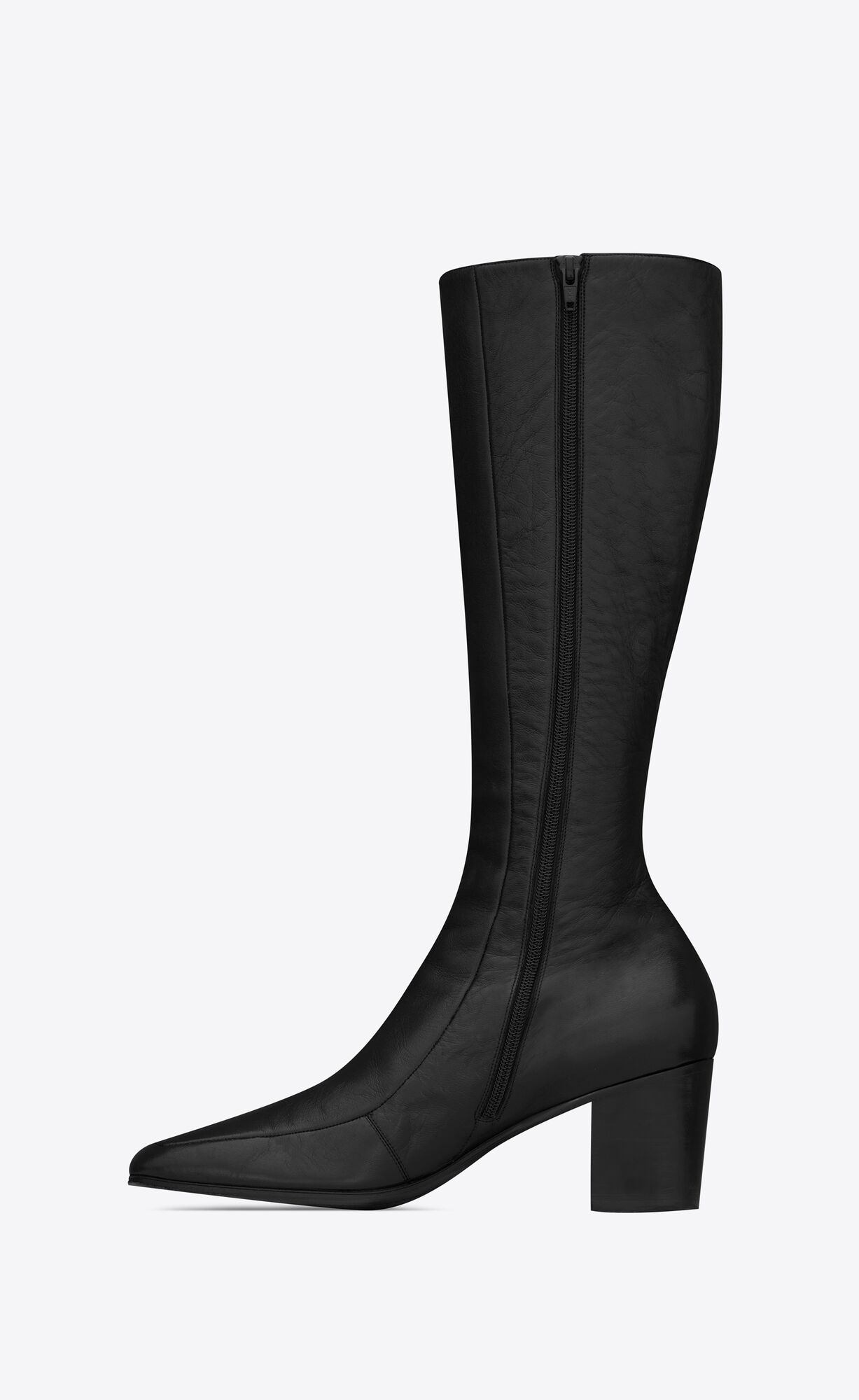 YSL Otto Zipped Boots In Smooth Kozene Noir | 91240-NRAD