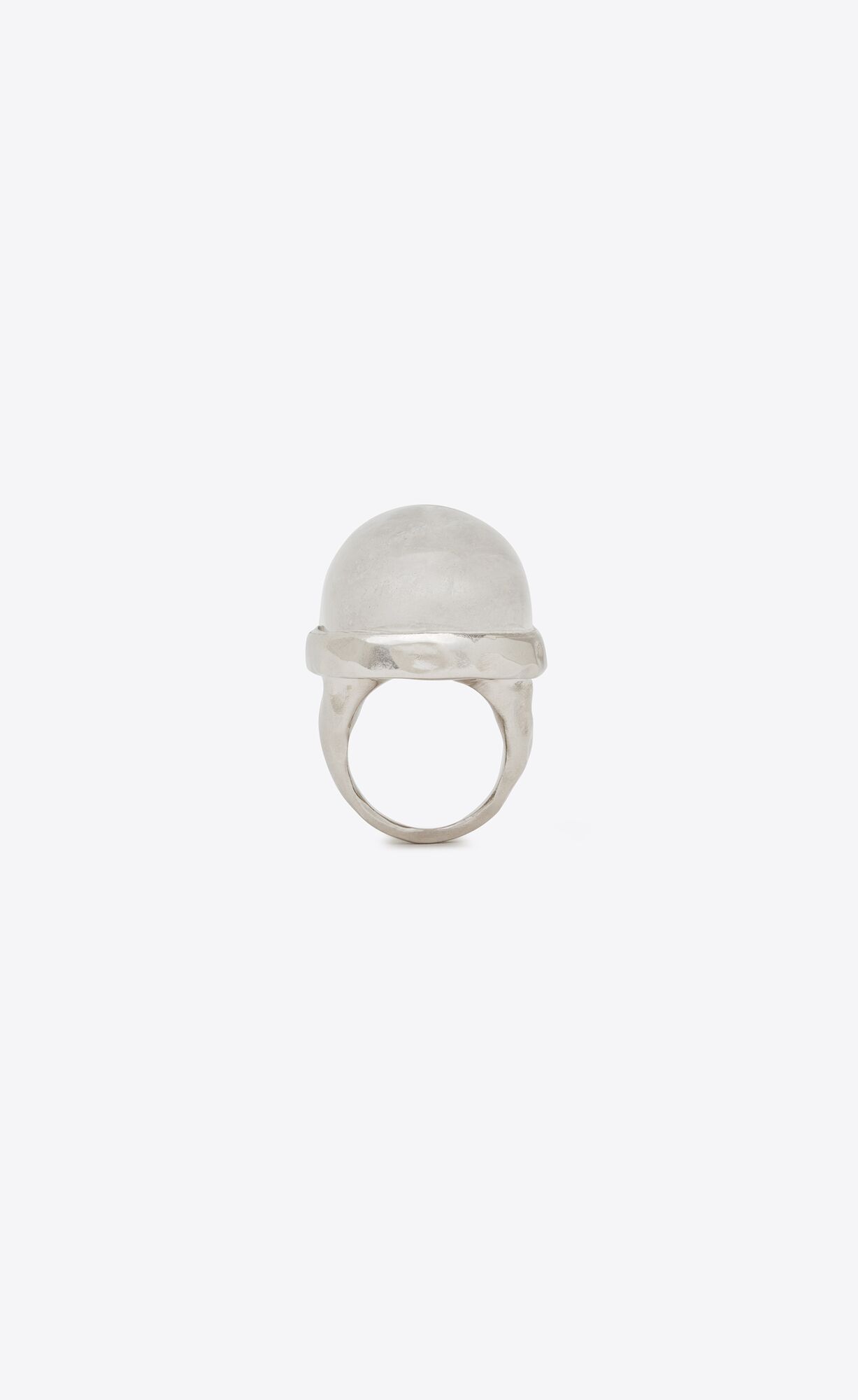 YSL Oversize Cabochon Ring In Metal And Quartz Strieborne | 96351-ARFZ