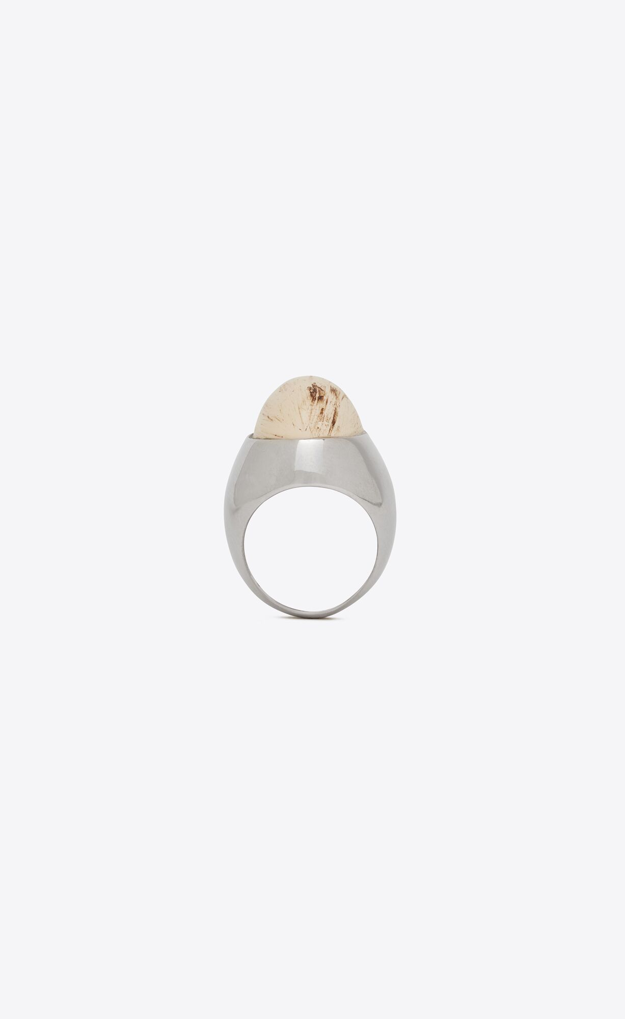 YSL Oversize Oval Cabochon Ring In Metal And Resin Krém | 45280-NMQF