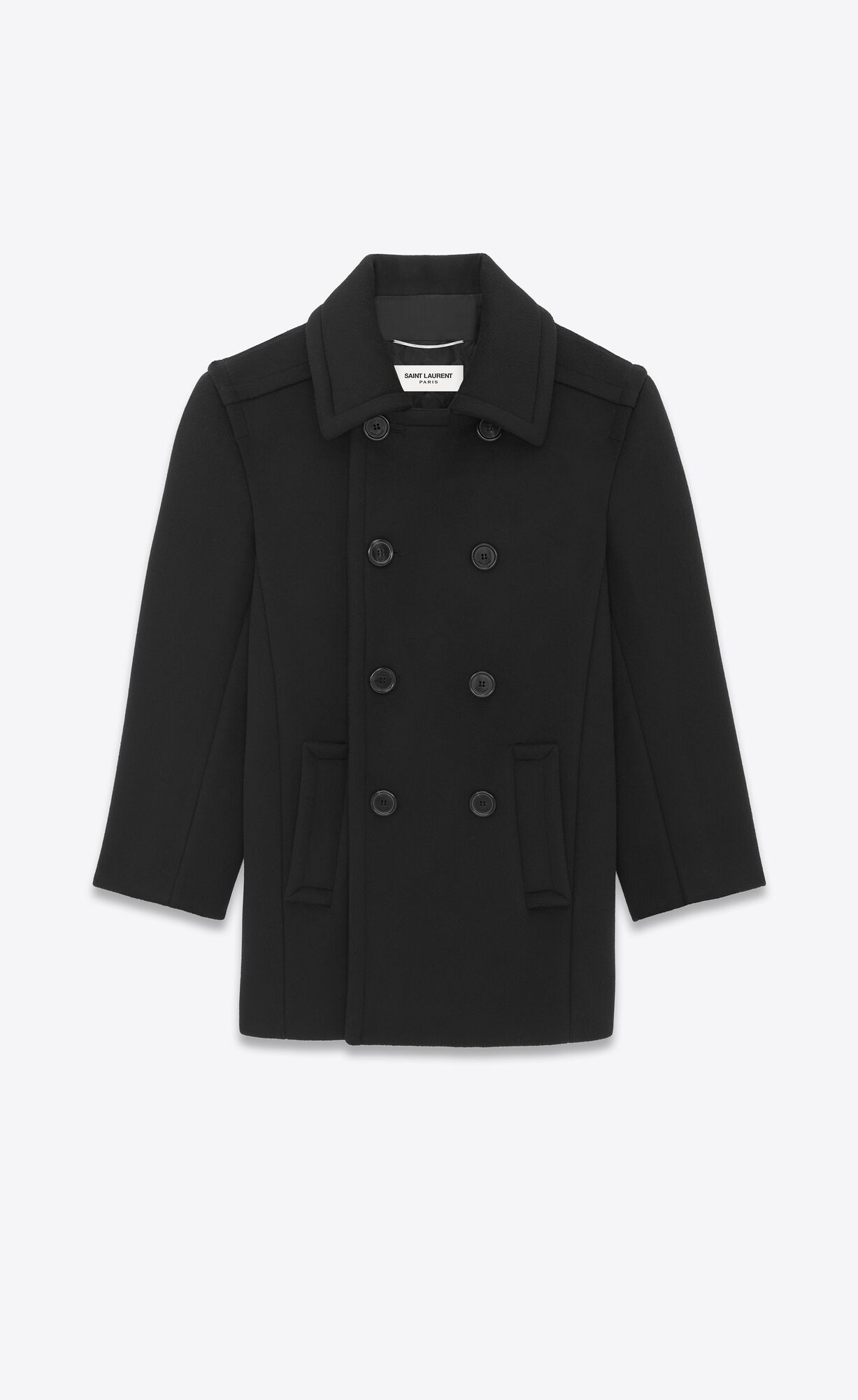 YSL Oversize Peacoat In Vlna Čierne | 65940-PADZ