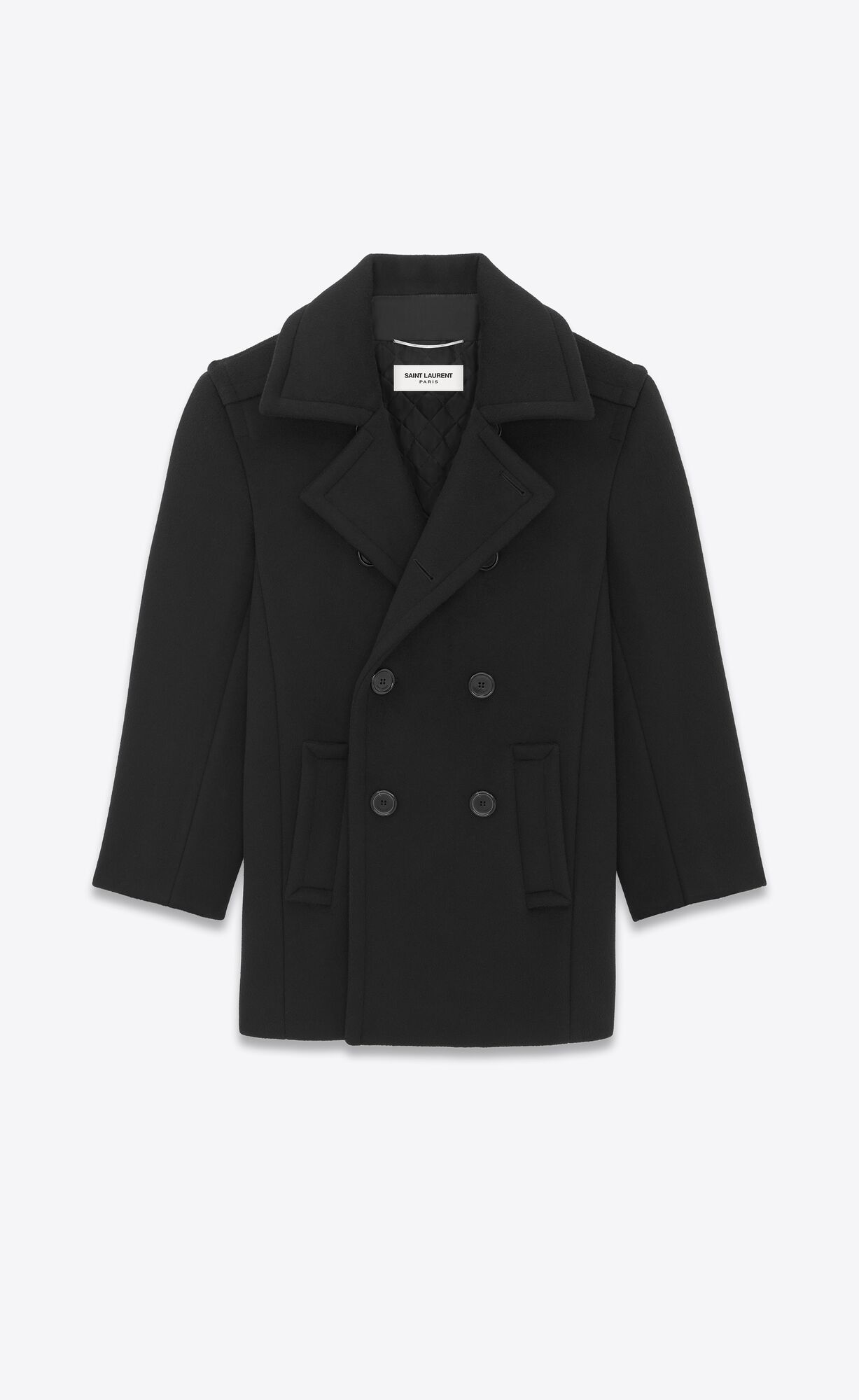 YSL Oversize Peacoat In Vlna Čierne | 65940-PADZ