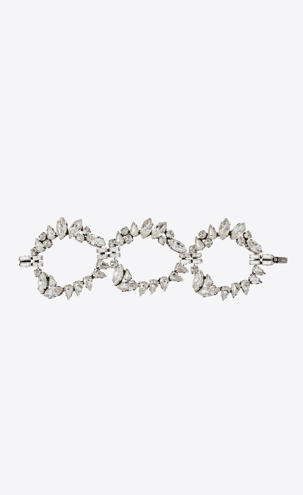 YSL Oversized Rhinestone Ring Bracelet In Metal Strieborne | 93652-QLNM