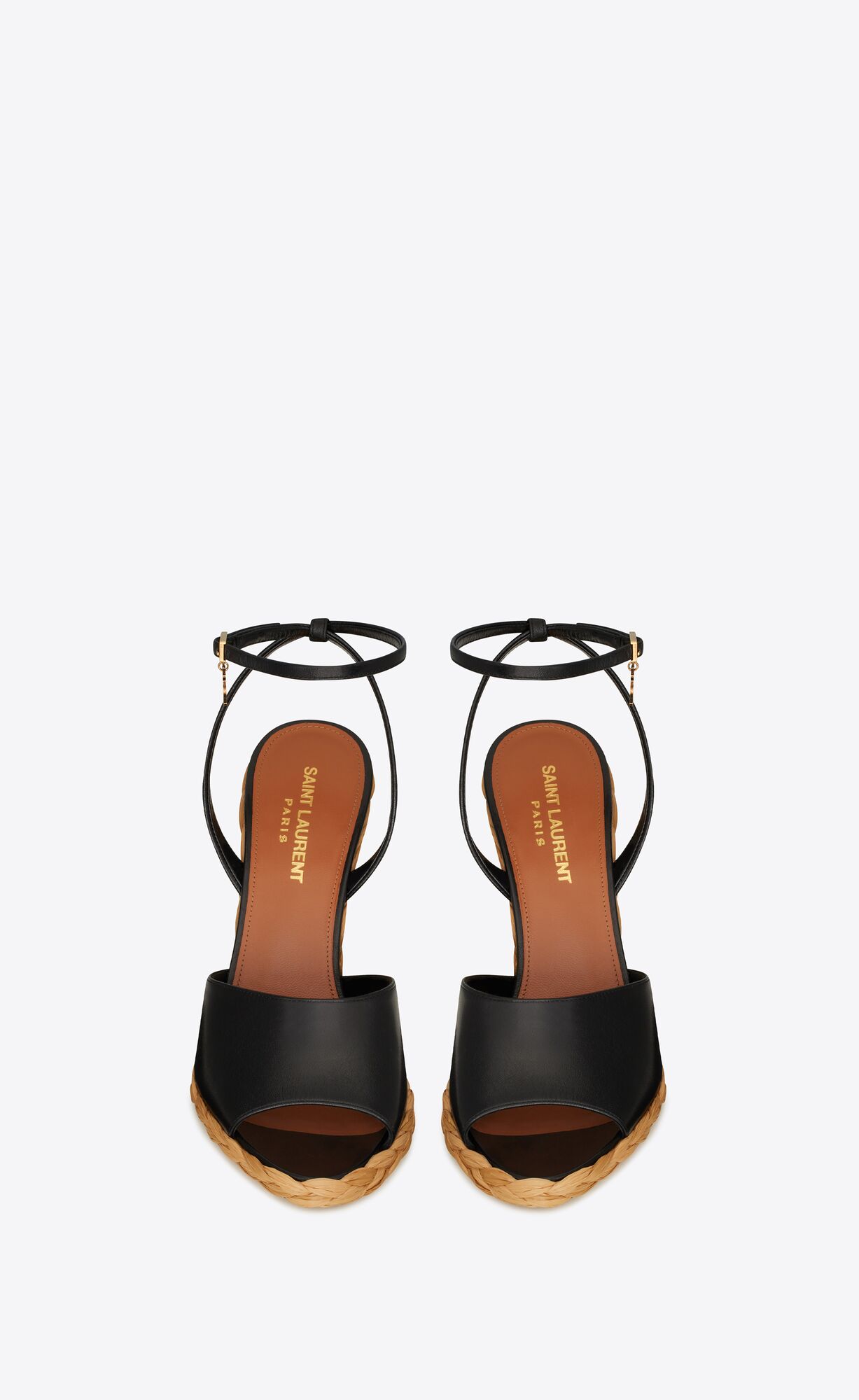 YSL Paloma Wedge Espadrilles In Smooth Kozene Noir | 51097-SEMF