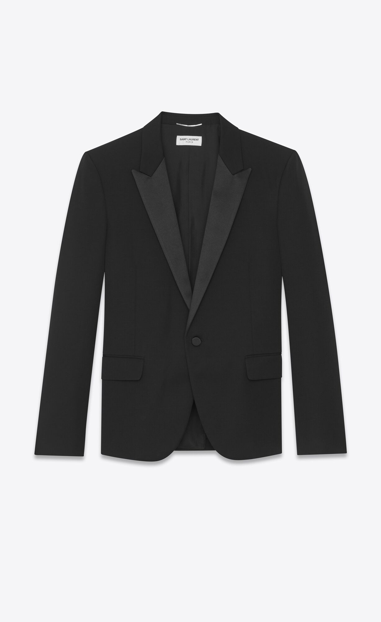 YSL Peaked Lapel Tuxedo Jacket In Grain De Poudre Saint Laurent Čierne | 01329-JSFX