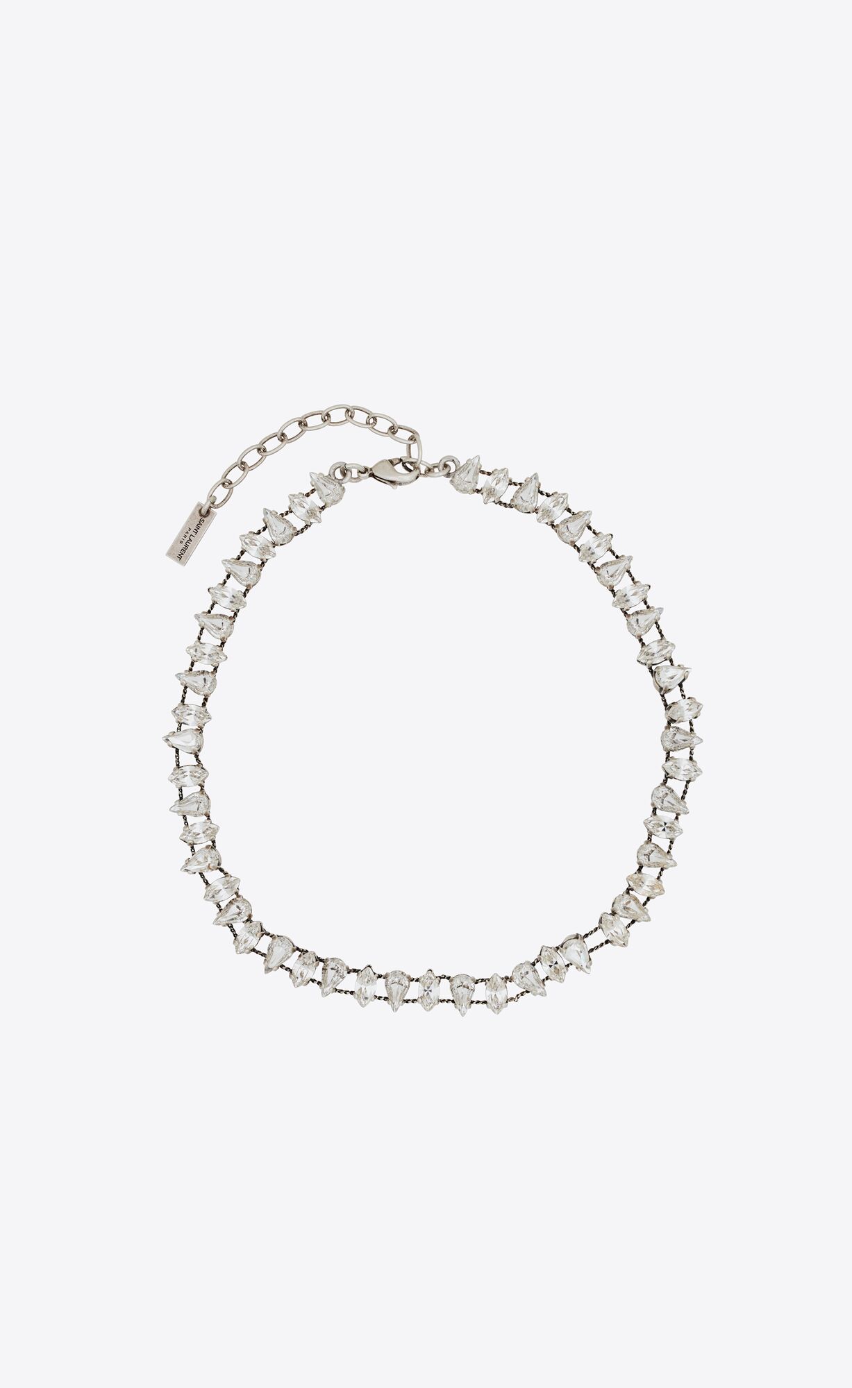 YSL Pear Rhinestone Choker In Metal Argent Oxyde Et Crystal | 64213-XZMR