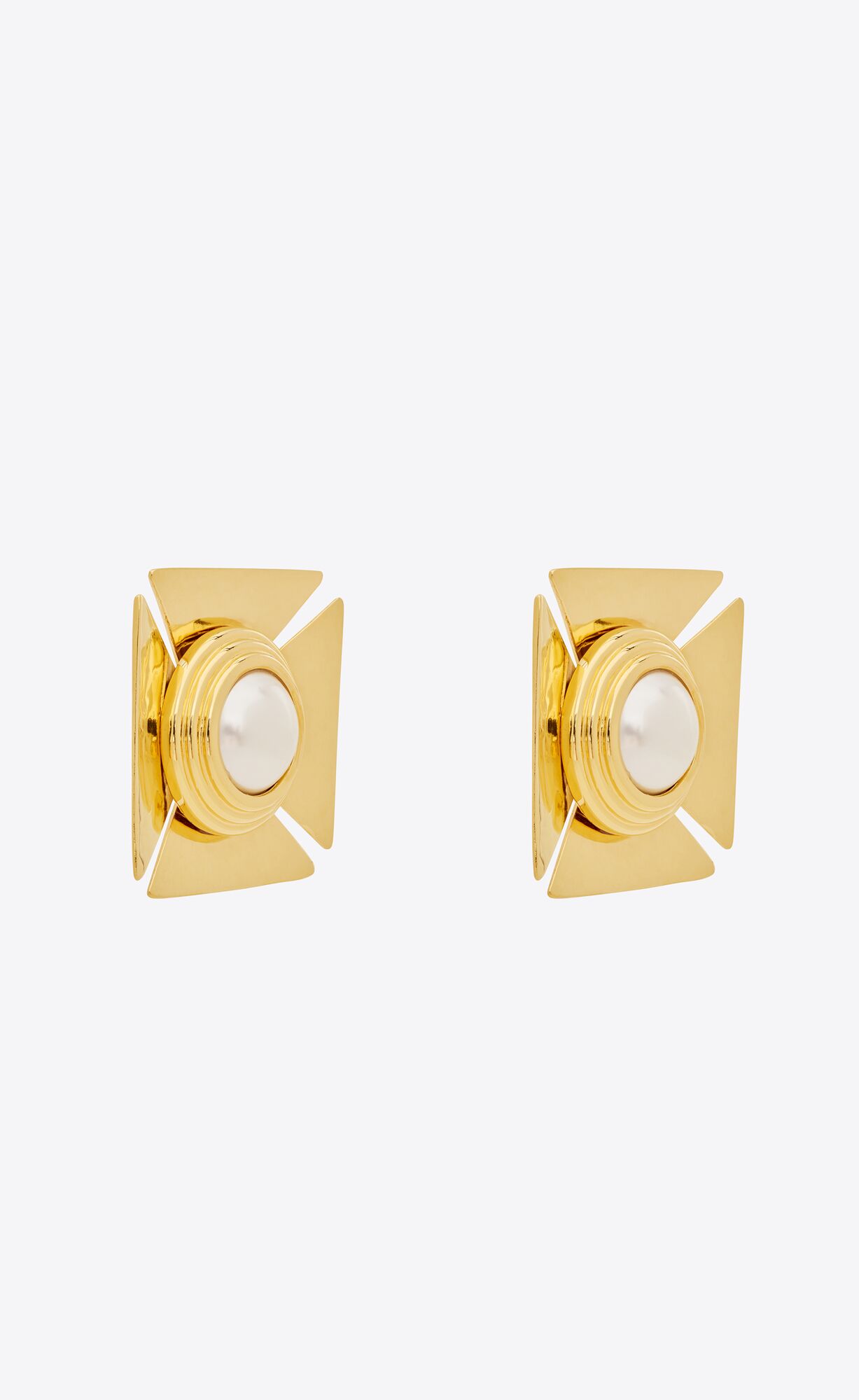 YSL Pearly Square Earrings In Metal Hnede Zlate | 86593-JTUP