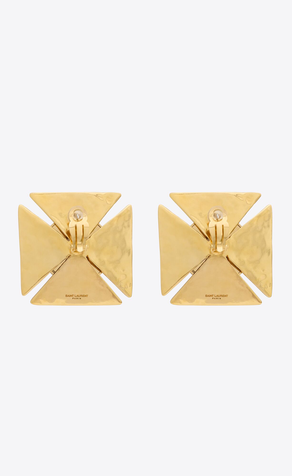 YSL Pearly Square Earrings In Metal Hnede Zlate | 86593-JTUP