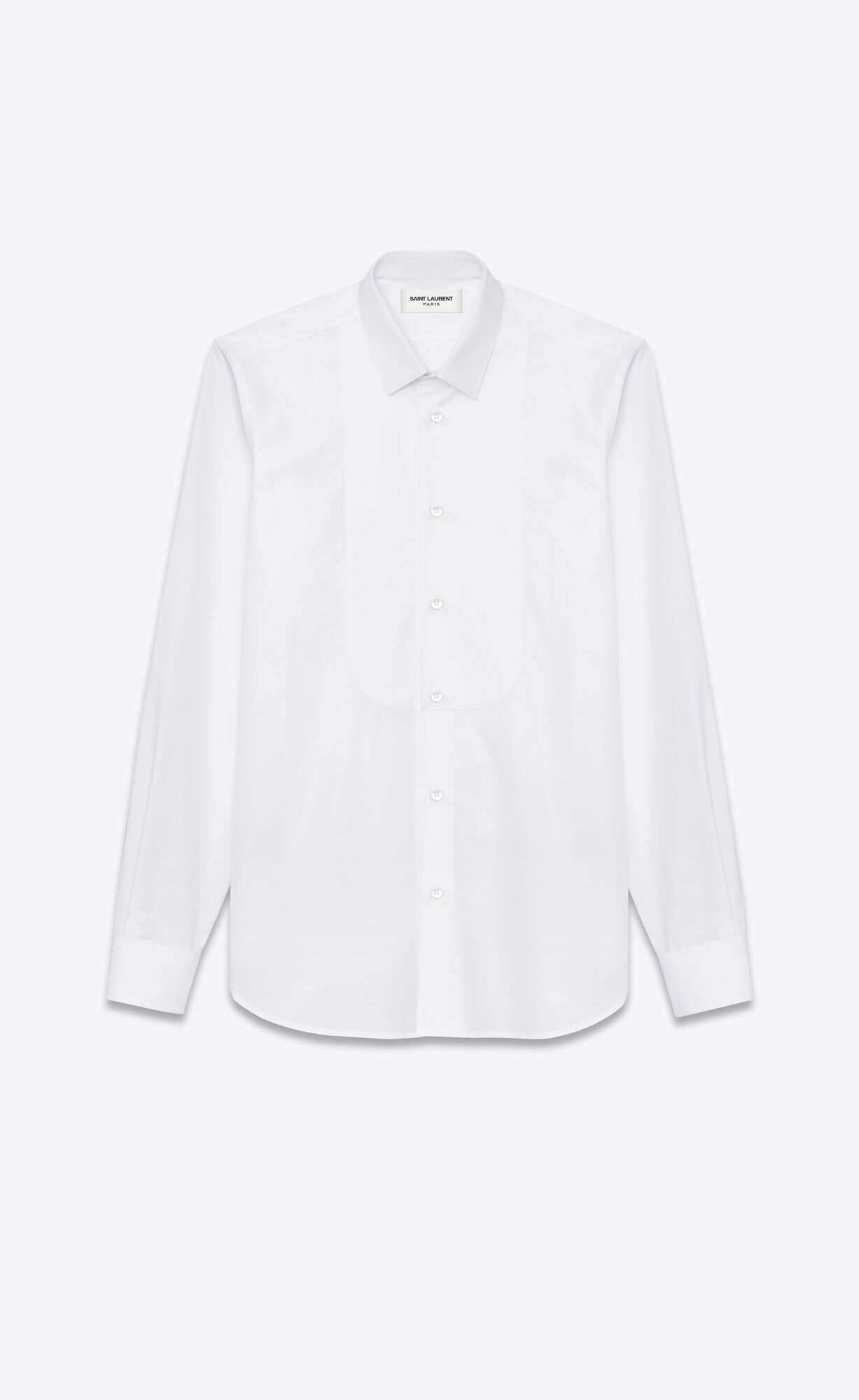 YSL Pique Plastron Yves Collar Shirt In Bavlnene Poplin Biele | 58794-QWTH