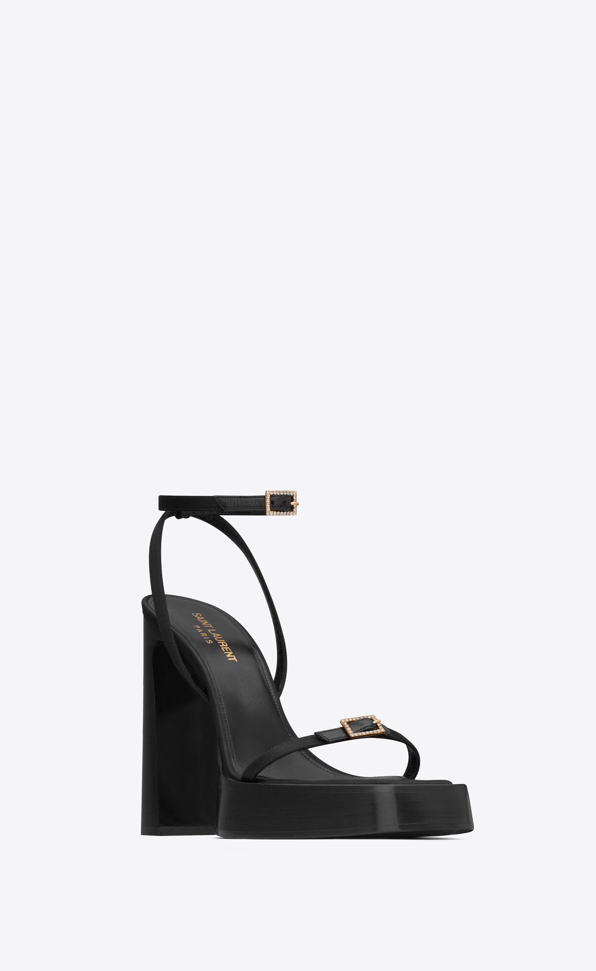 YSL Platz Platforme Sandals In Crepe Satin Čierne | 57403-QHRW