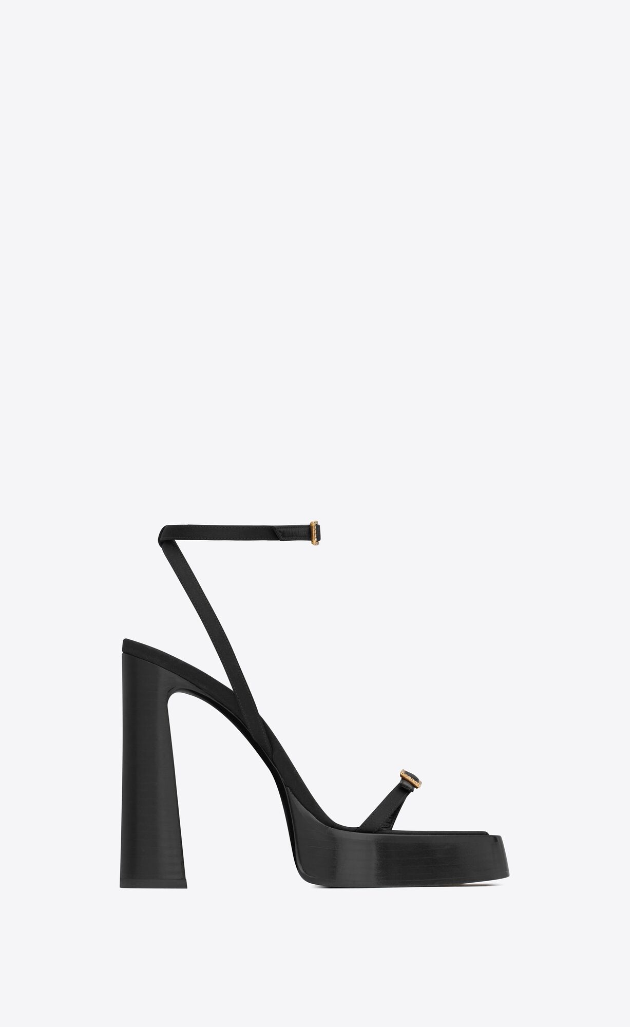 YSL Platz Platforme Sandals In Crepe Satin Čierne | 57403-QHRW