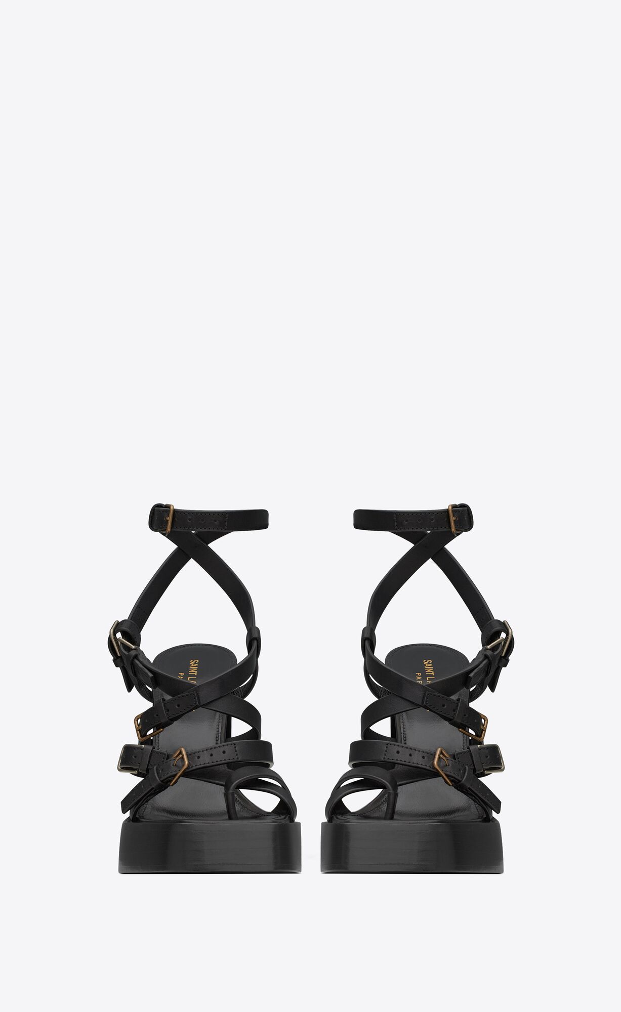 YSL Platz Platforme Sandals In Smooth Kozene Čierne | 16245-MXWS