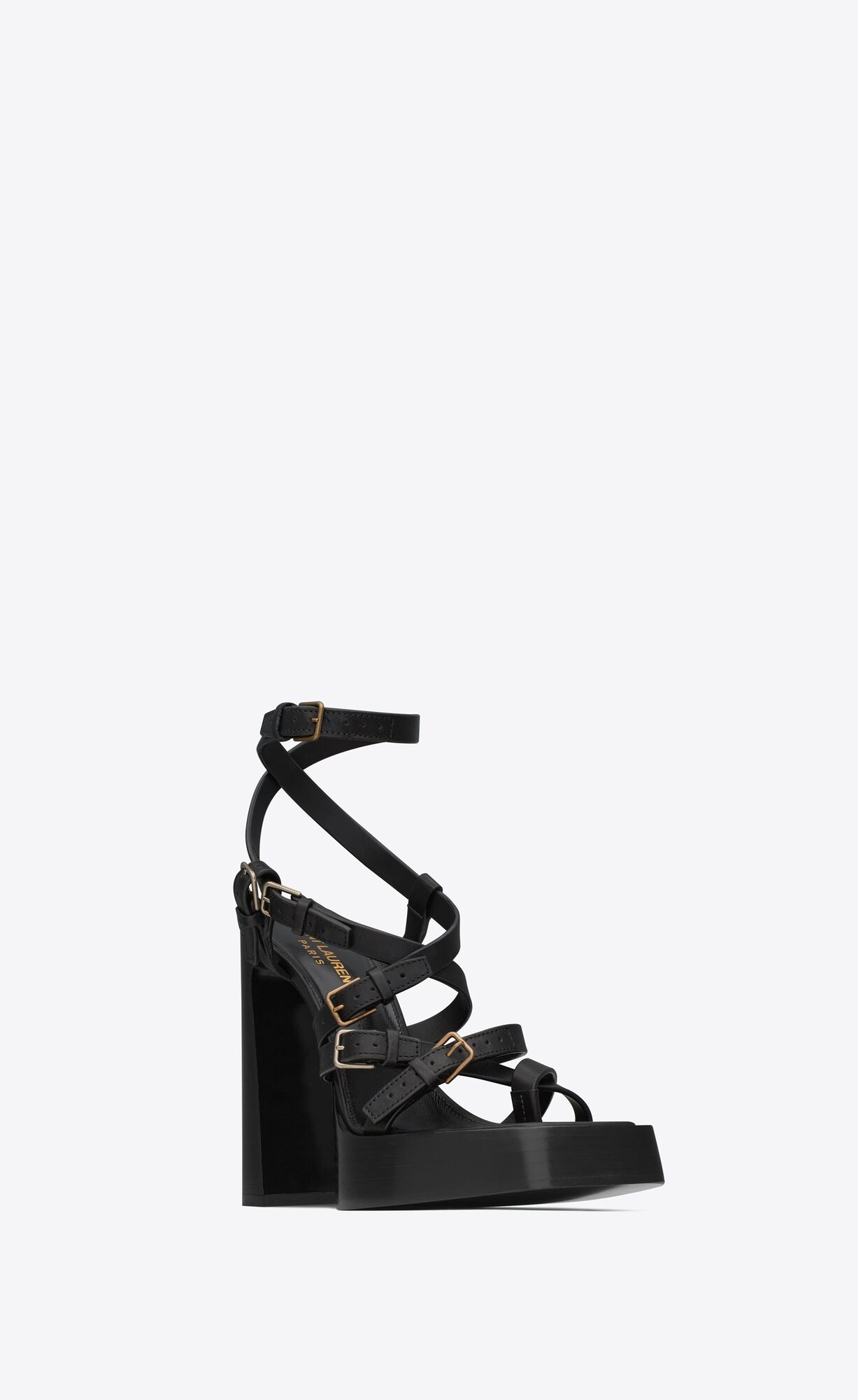 YSL Platz Platforme Sandals In Smooth Kozene Čierne | 16245-MXWS