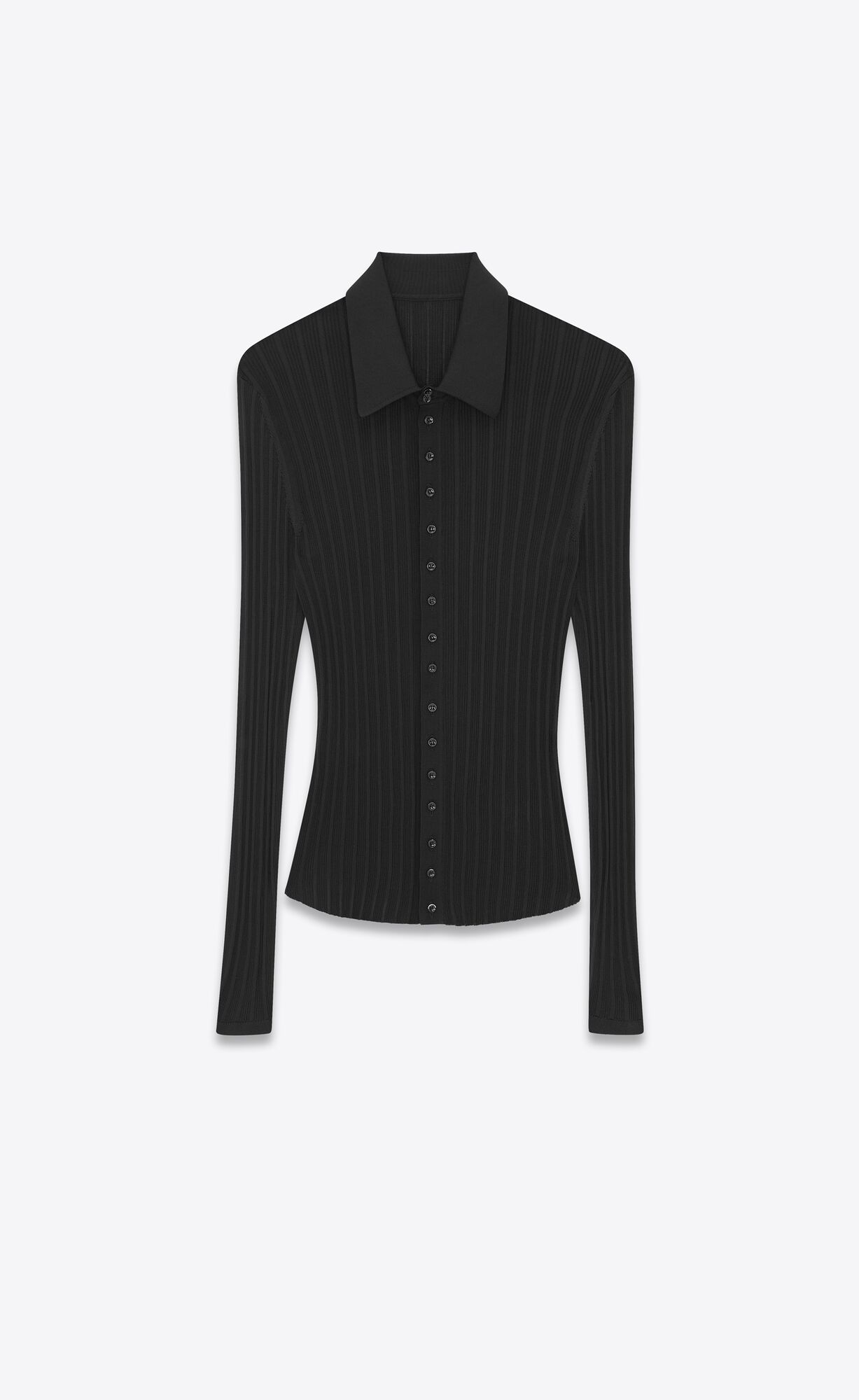 YSL Pletené Shirt In Rebrovaný Silk Čierne | 74592-BRDX