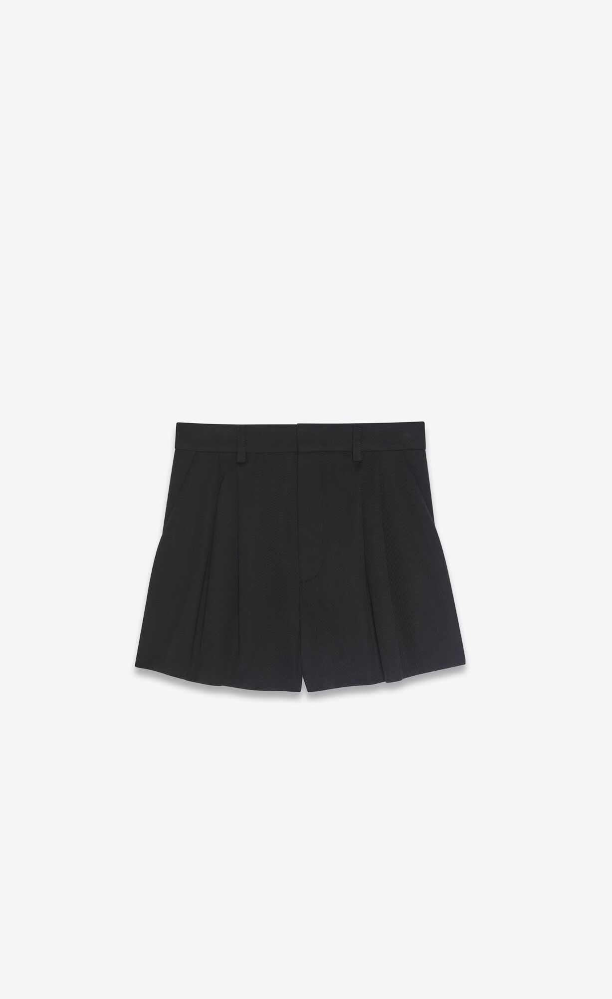 YSL Plisované Shorts In Vlna Twill Čierne | 18624-BTEH