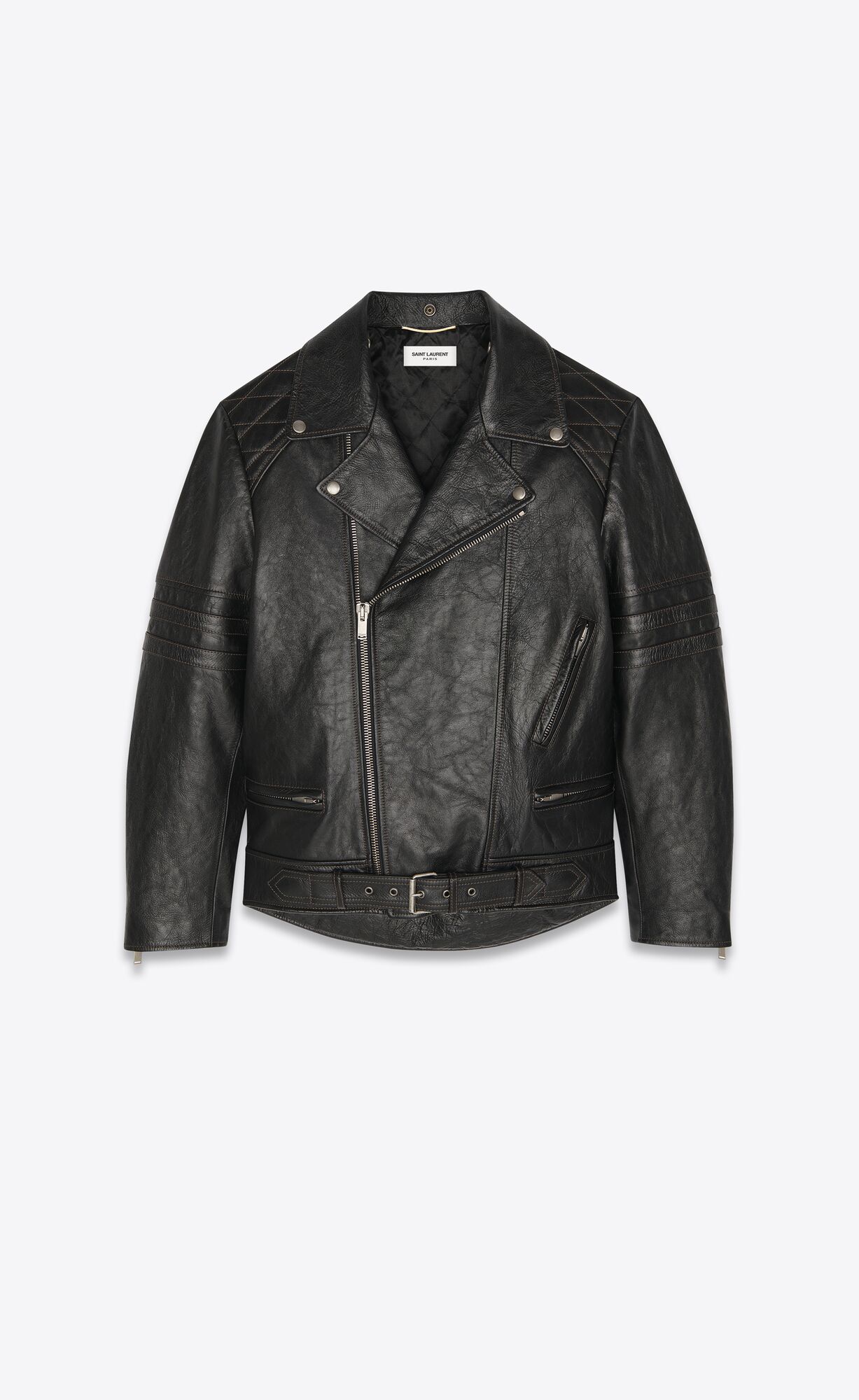 YSL Podpatku Jacket In Kozene And Feathers Noir | 14709-TMGN