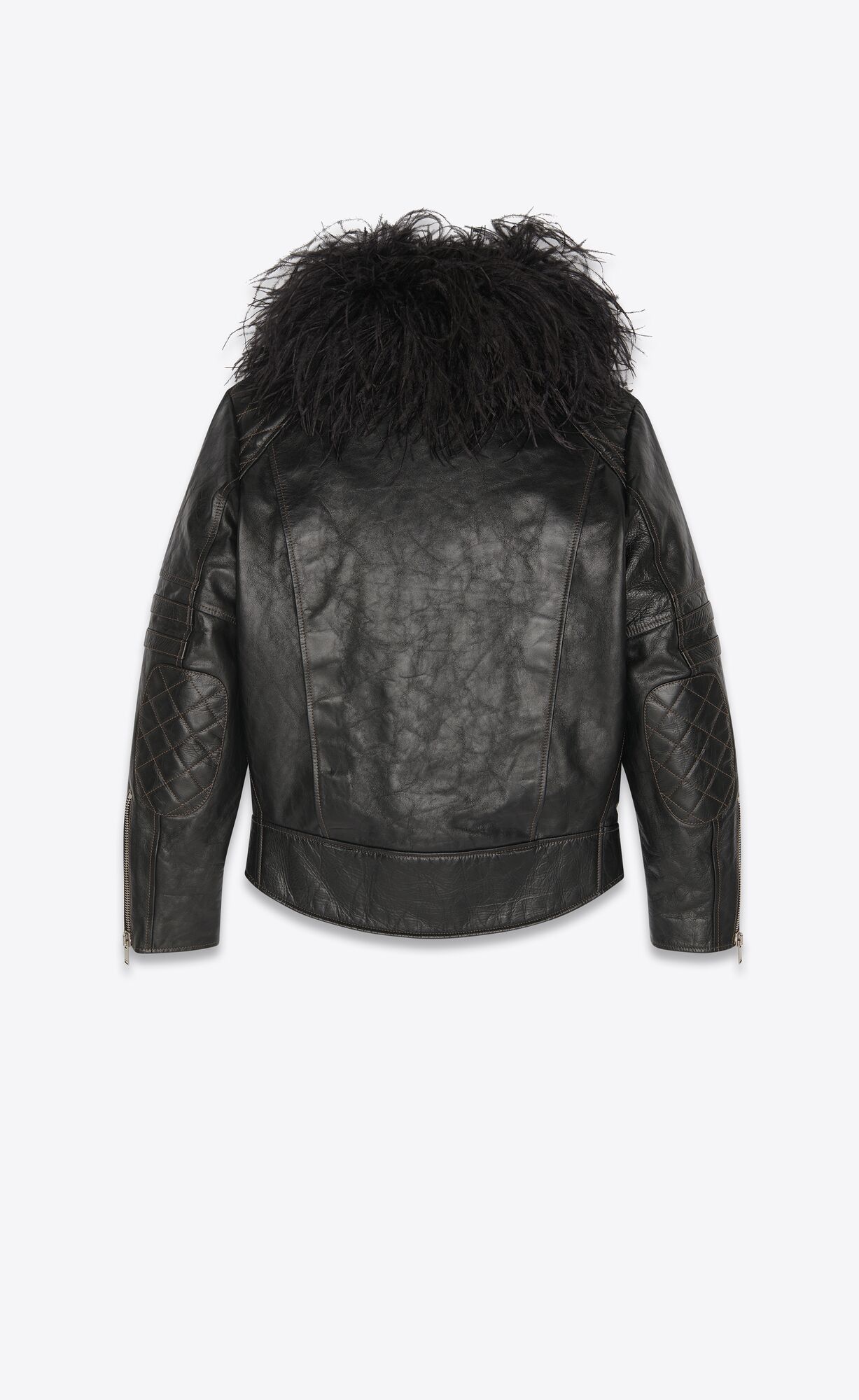 YSL Podpatku Jacket In Kozene And Feathers Noir | 14709-TMGN