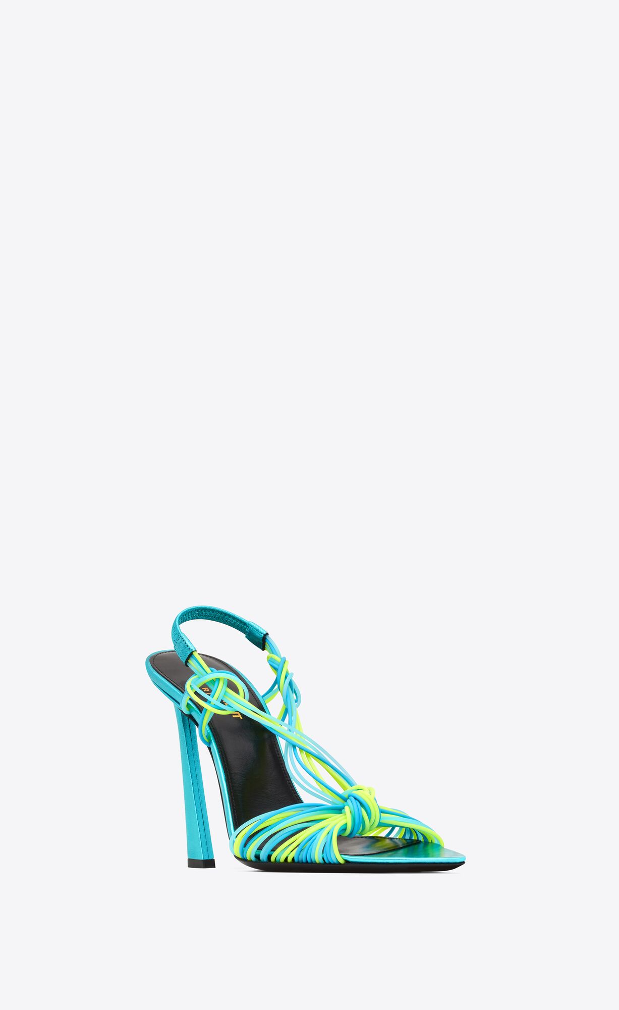 YSL Pool Sandals In Tpu And Metallized Kozene Bleu Cerulean, Jaune Fluo, Celeste | 78596-AHNR