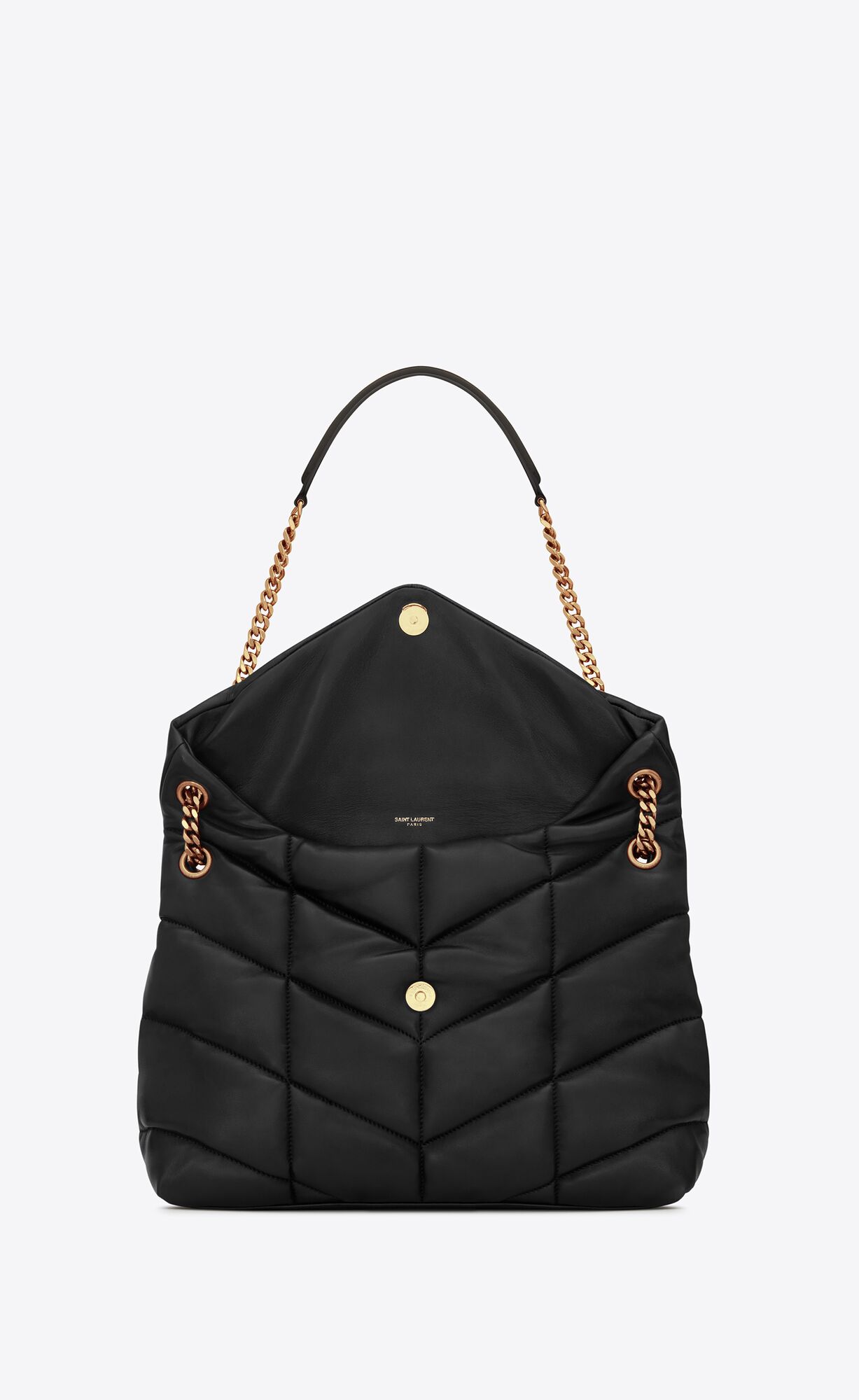 YSL Puffer Medium Chain Bag In Prešívané Lambskin Čierne | 24963-KUHG