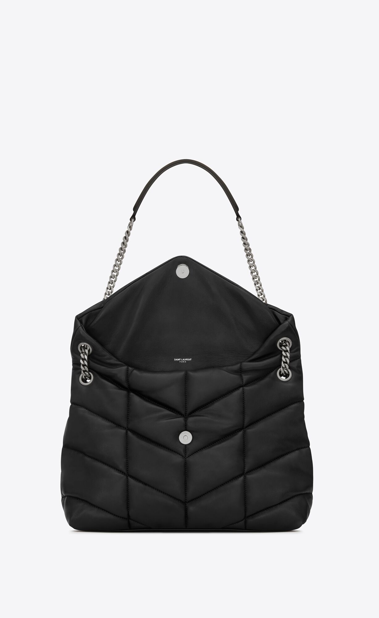 YSL Puffer Medium Chain Bag In Prešívané Lambskin Čierne | 46513-BMYP