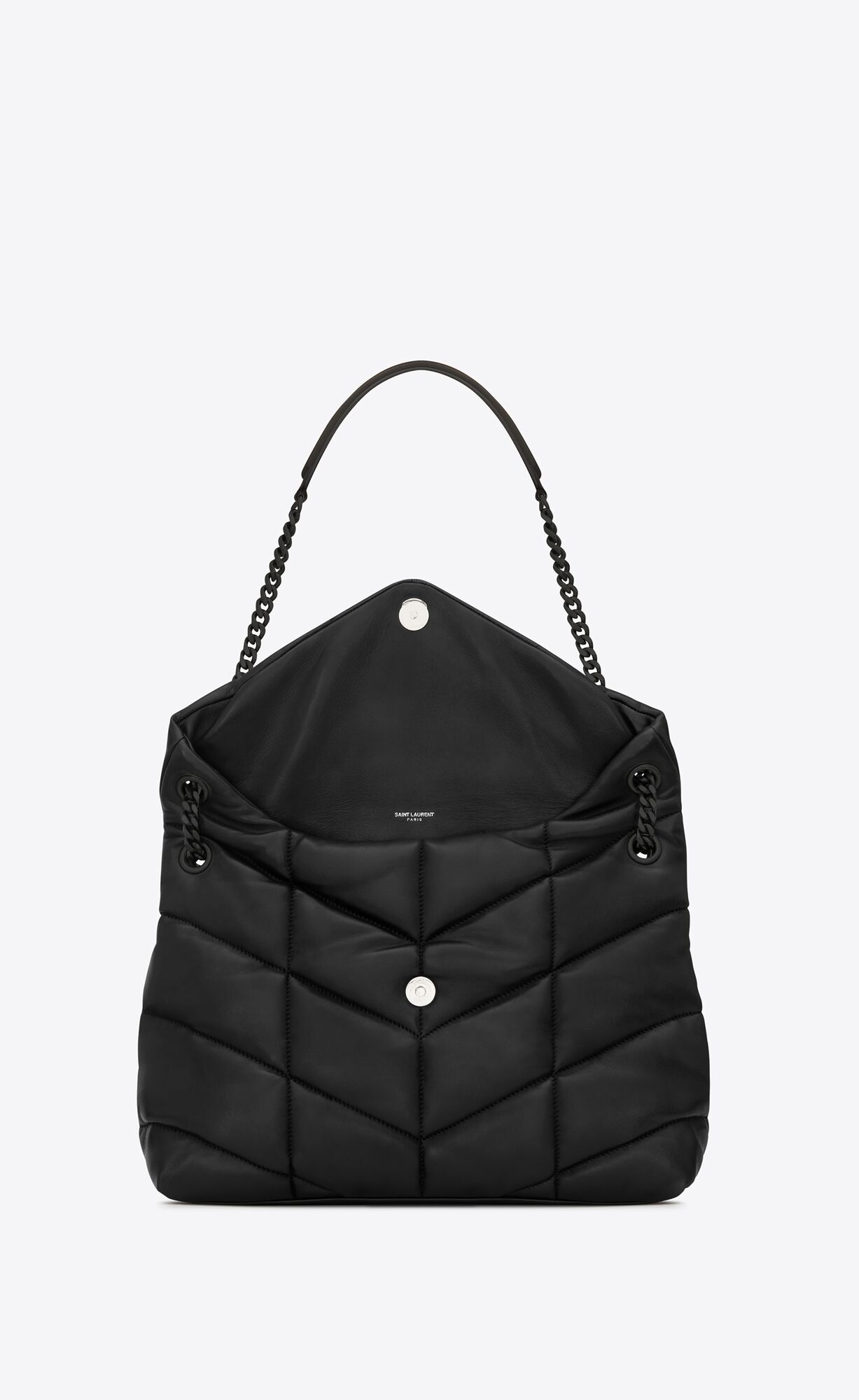 YSL Puffer Medium Chain Bag In Prešívané Lambskin Čierne | 82651-ZXUO