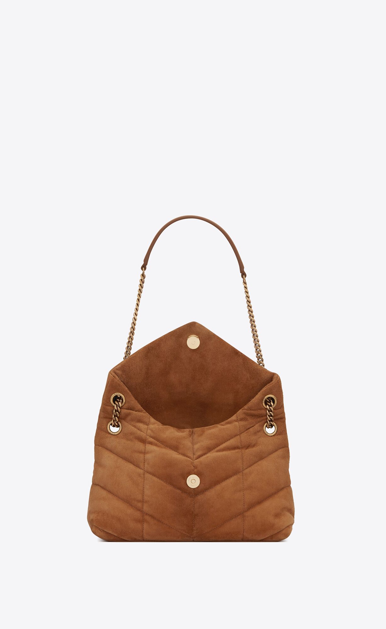 YSL Puffer Small Chain Bag In Prešívané Semisove Cinnamon | 02974-BFNH