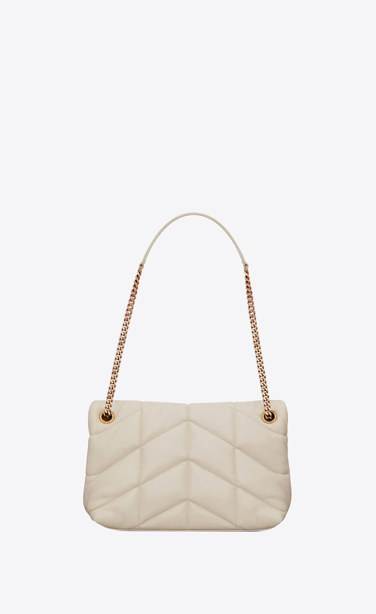 YSL Puffer Small Chain Bag In Prešívané Lambskin Blanc Vintage | 05619-XLZJ