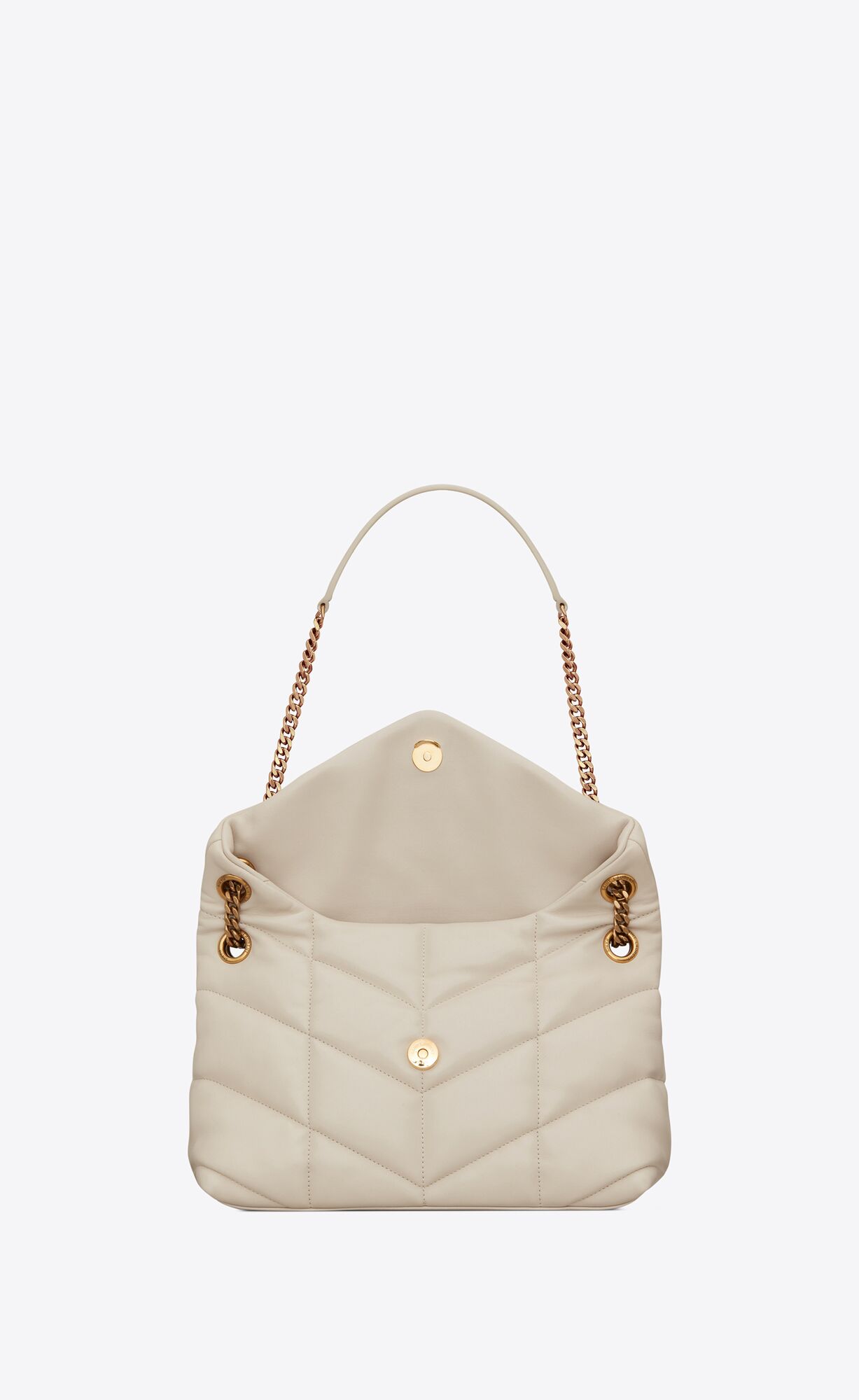 YSL Puffer Small Chain Bag In Prešívané Lambskin Blanc Vintage | 05619-XLZJ