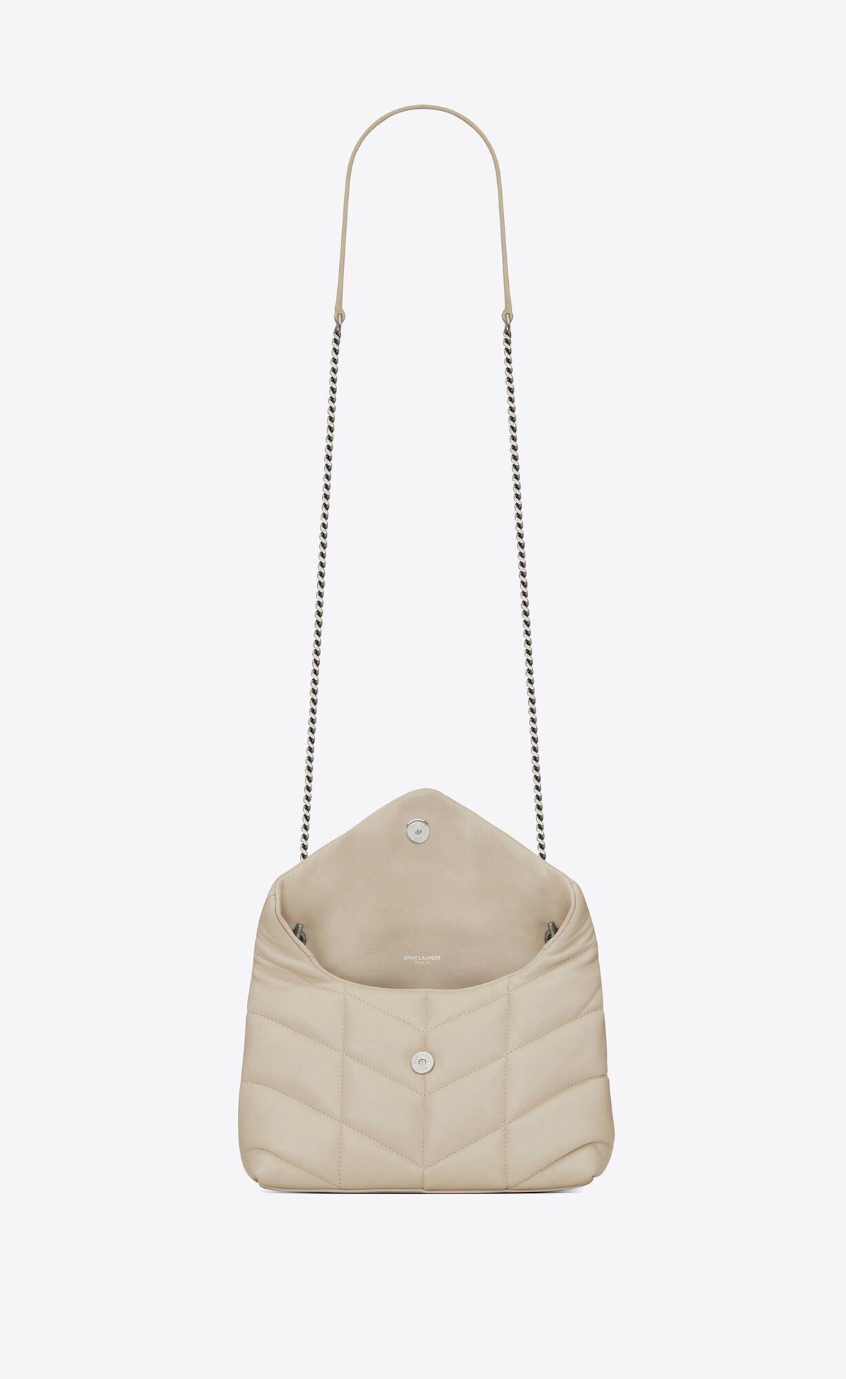 YSL Puffer Toy Bag In Prešívané Lambskin Blanc Vintage | 81406-PHEJ