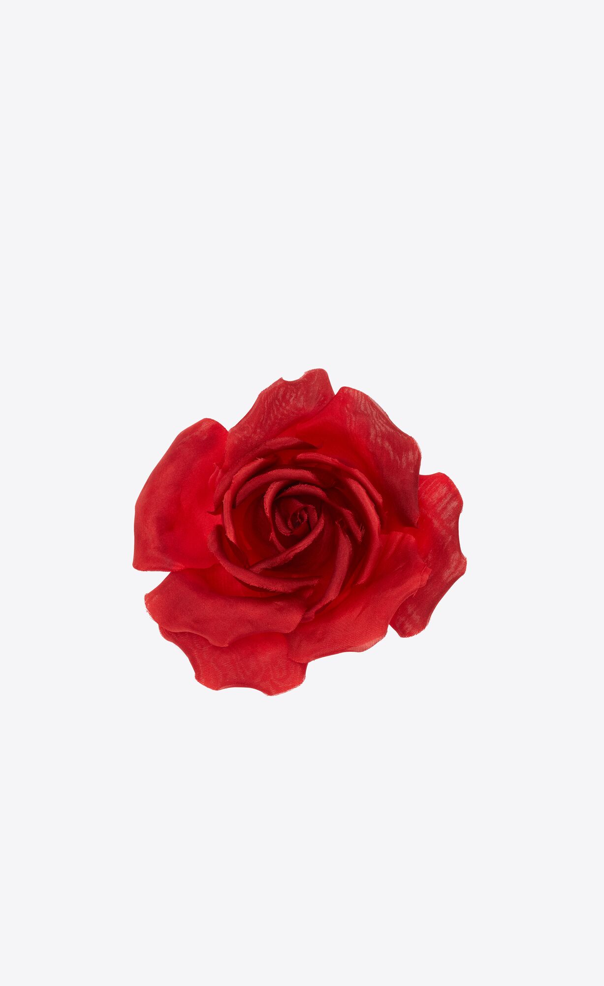 YSL Red Rose Brooch In Silk And Metal Červené | 10795-JZXK