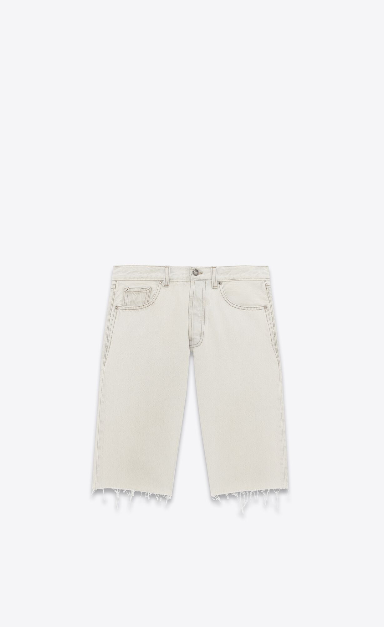 YSL Relaxed-fit Shorts Siva Biele | 17804-NJAM