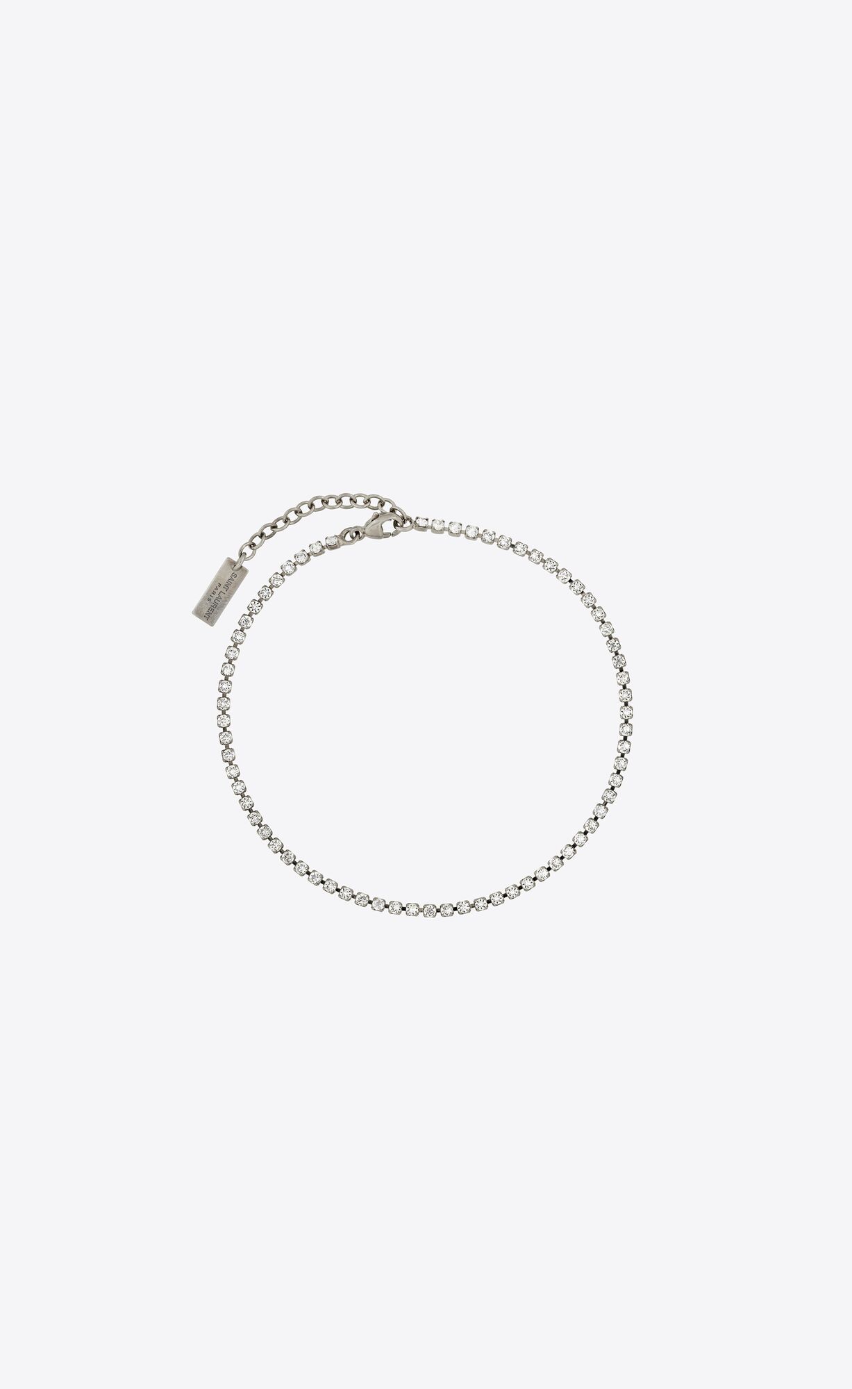 YSL Rhinestone Ankle Bracelet In Metal Strieborne | 38149-FTXR