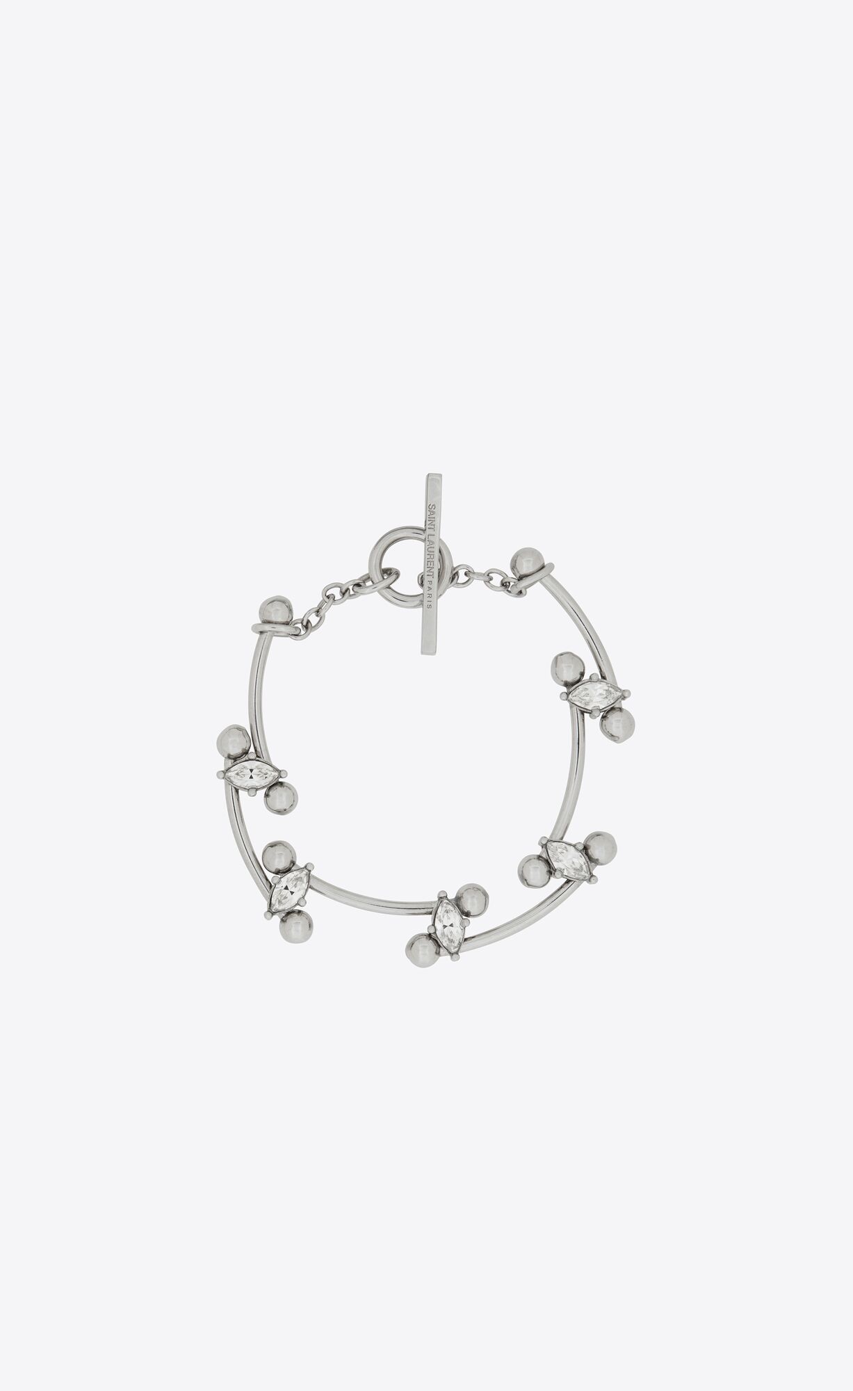 YSL Rhinestone Ball Bracelet In Metal Palladium And Crystal | 61038-ABJQ