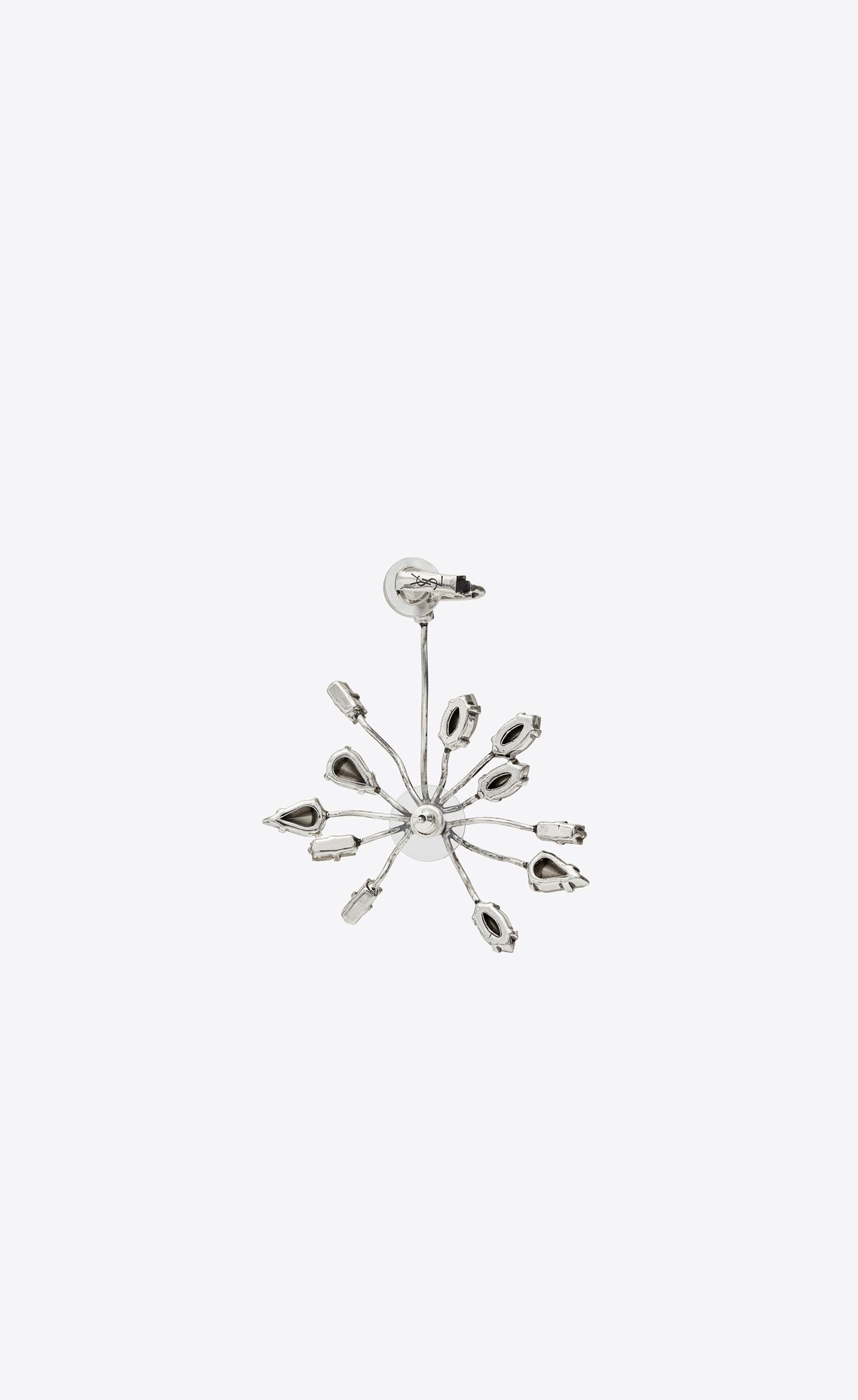 YSL Rhinestone Blossom Earring In Metal Strieborne | 03298-YDWB