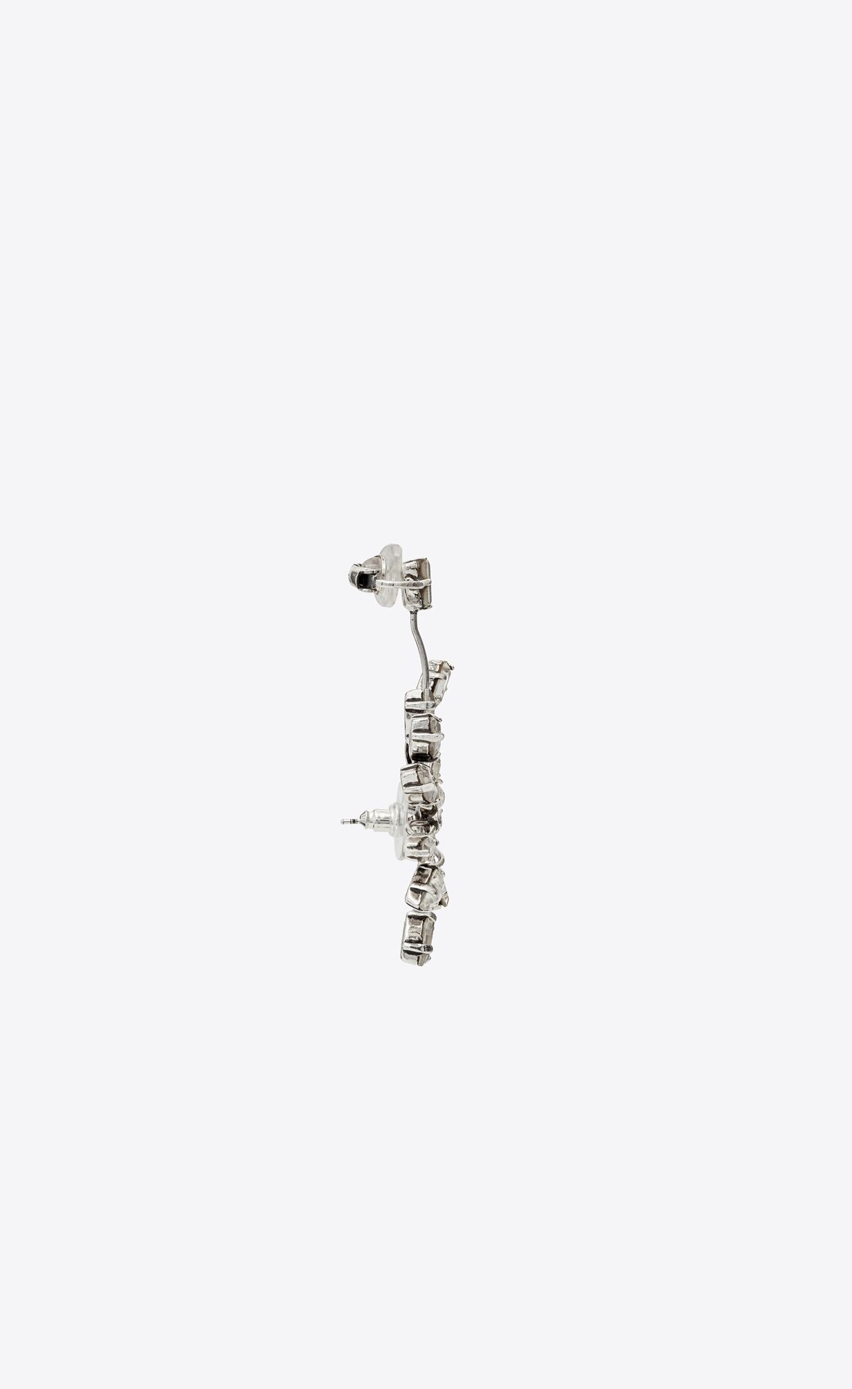 YSL Rhinestone Blossom Earring In Metal Strieborne | 03298-YDWB