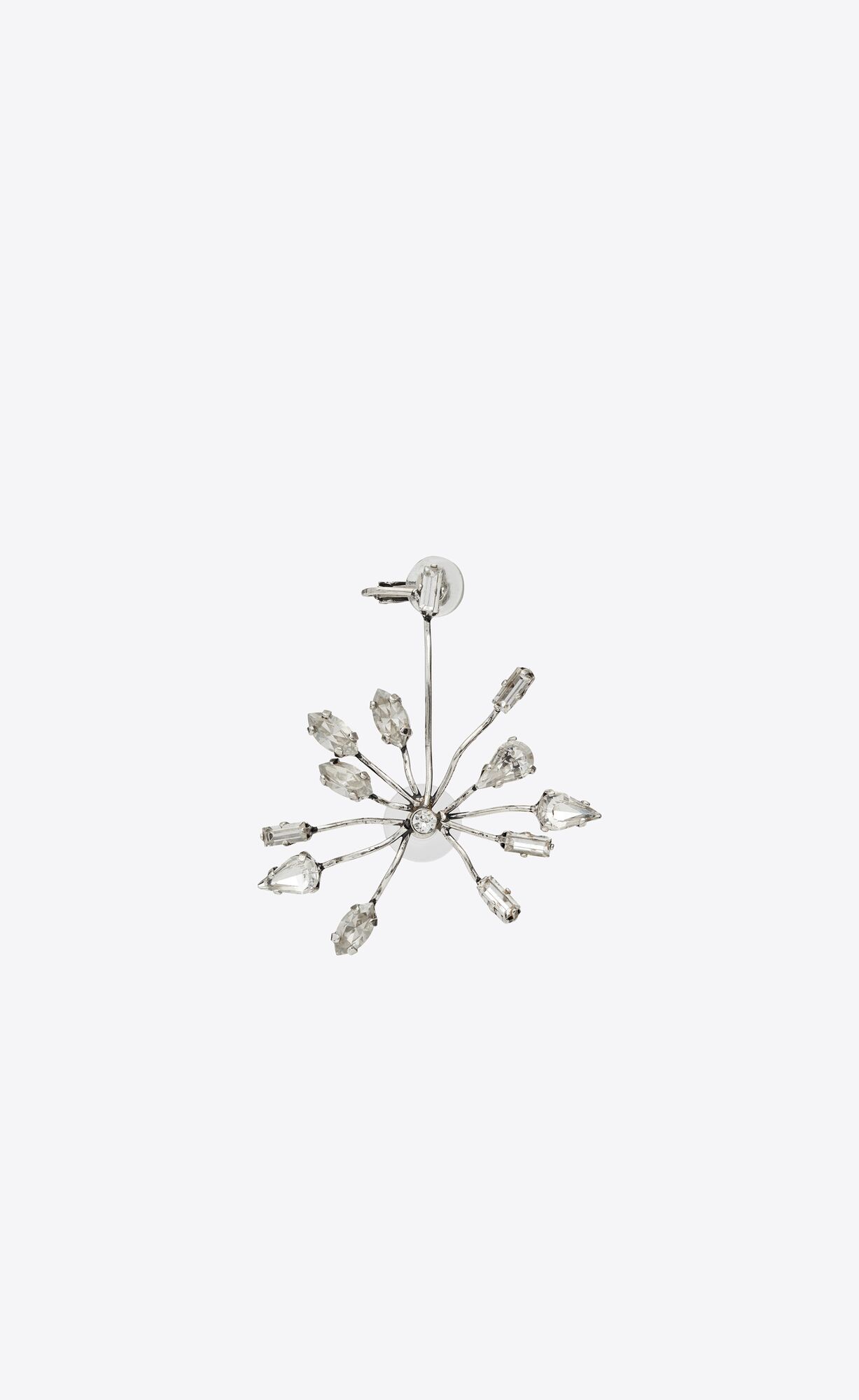 YSL Rhinestone Blossom Earring In Metal Strieborne | 03298-YDWB