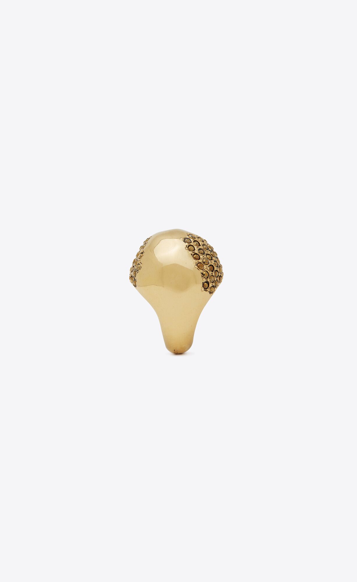 YSL Rhinestone Edge Egg Ring In Metal Zlate | 89420-WSAZ