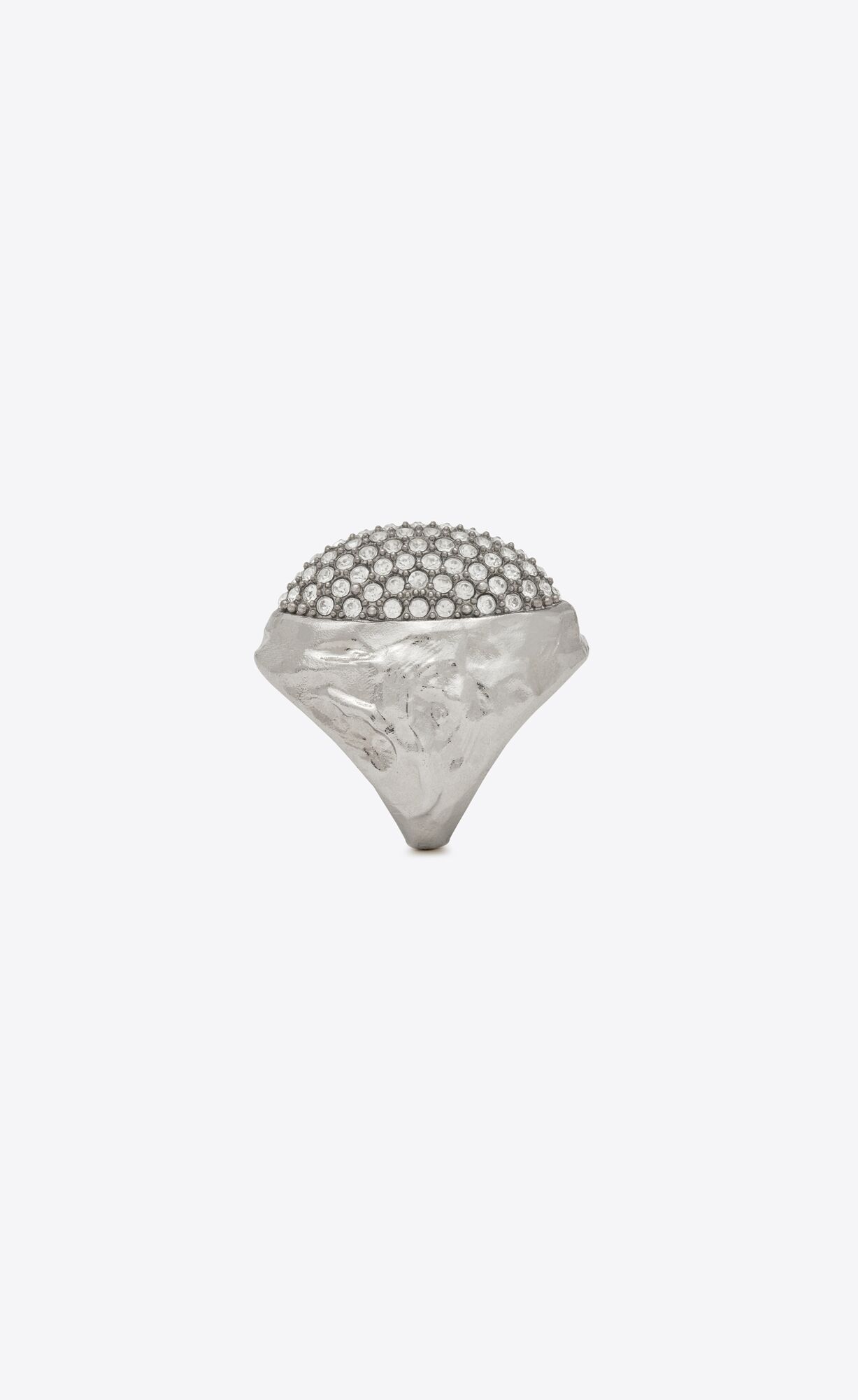 YSL Rhinestone Egg Ring In Metal Strieborne | 07286-YNPC