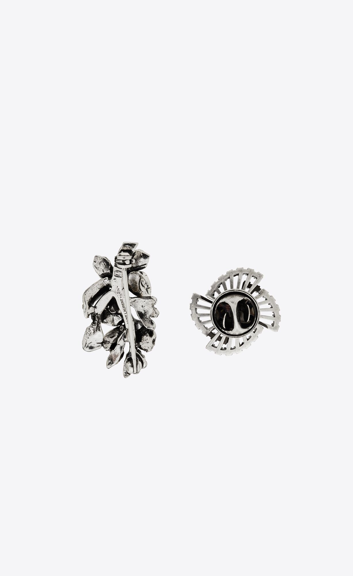 YSL Rhinestone Mini-brooch And Pin In Metal Strieborne | 84569-DSEY