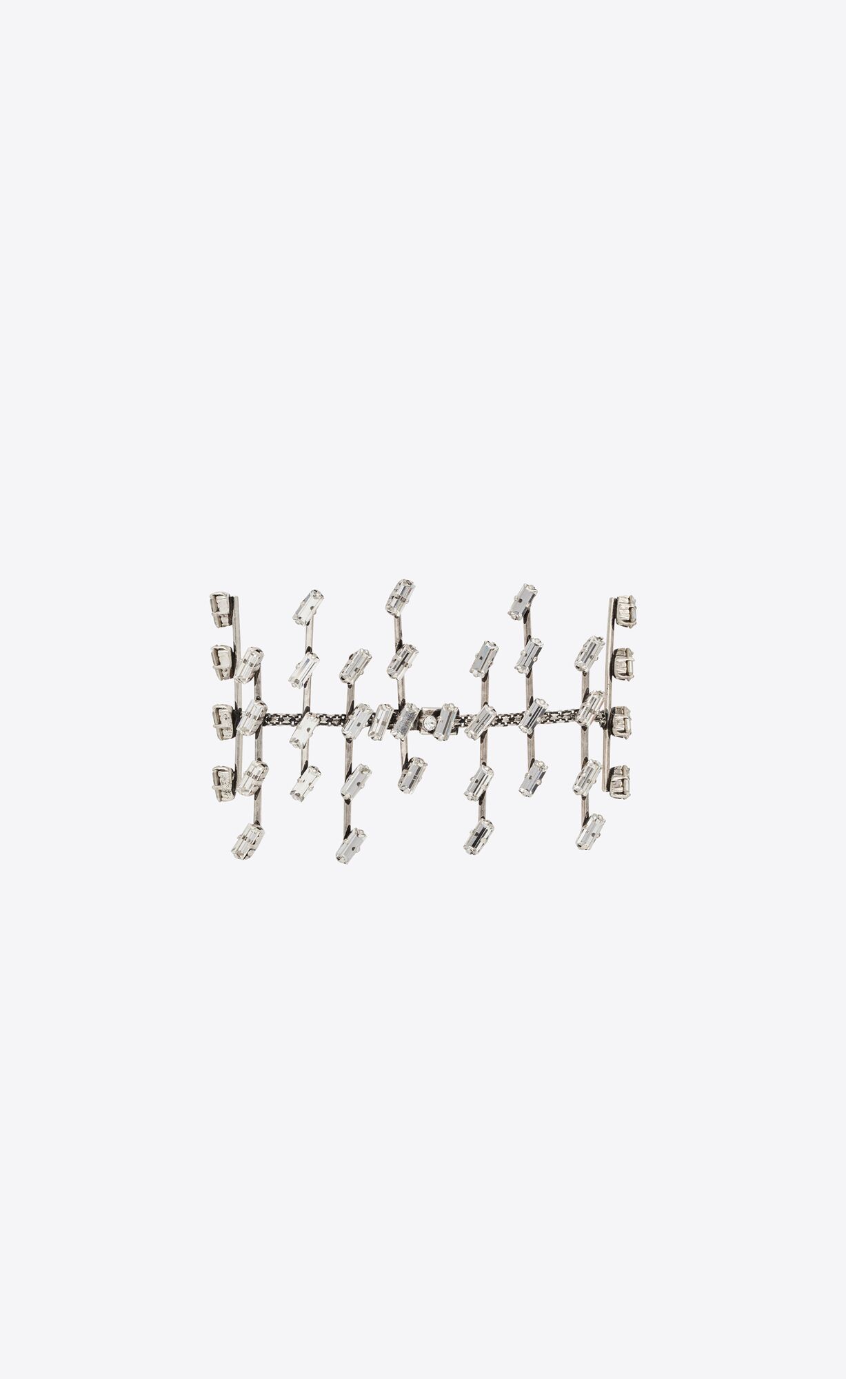 YSL Rhinestone Ranks Bracelet In Metal Strieborne | 97543-JFEY